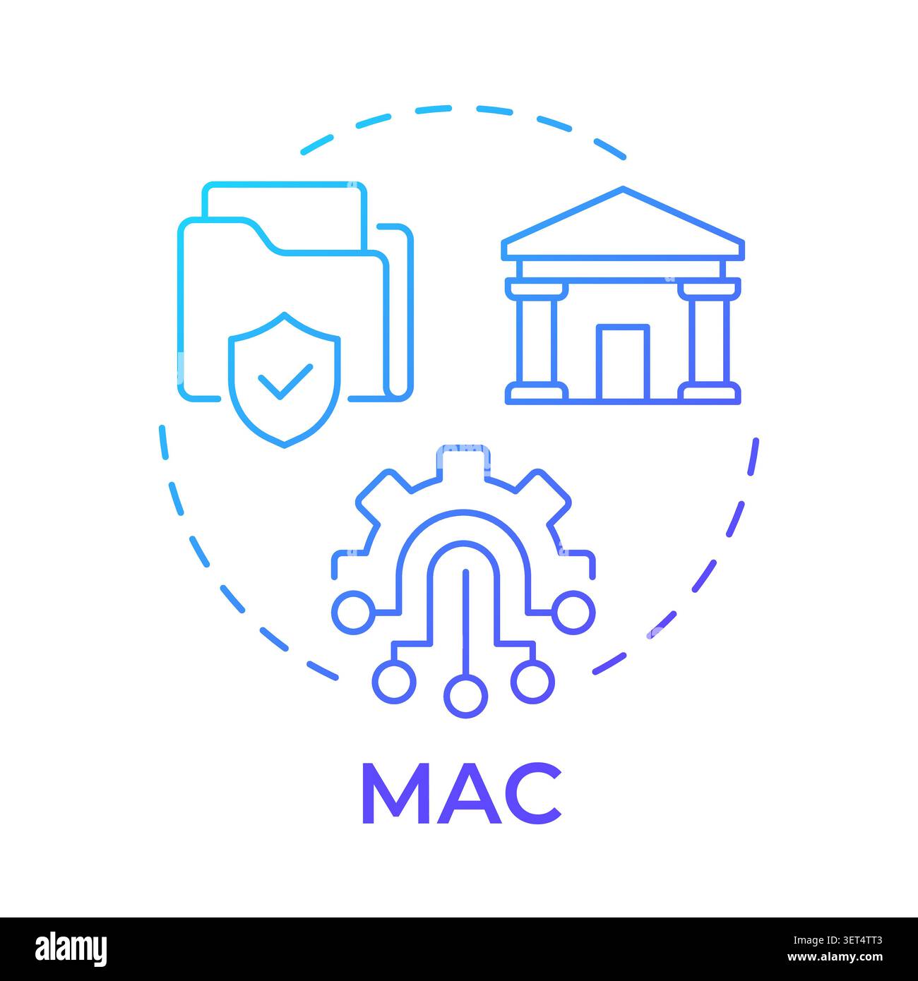 MAC blue gradient concept icon Stock Vector