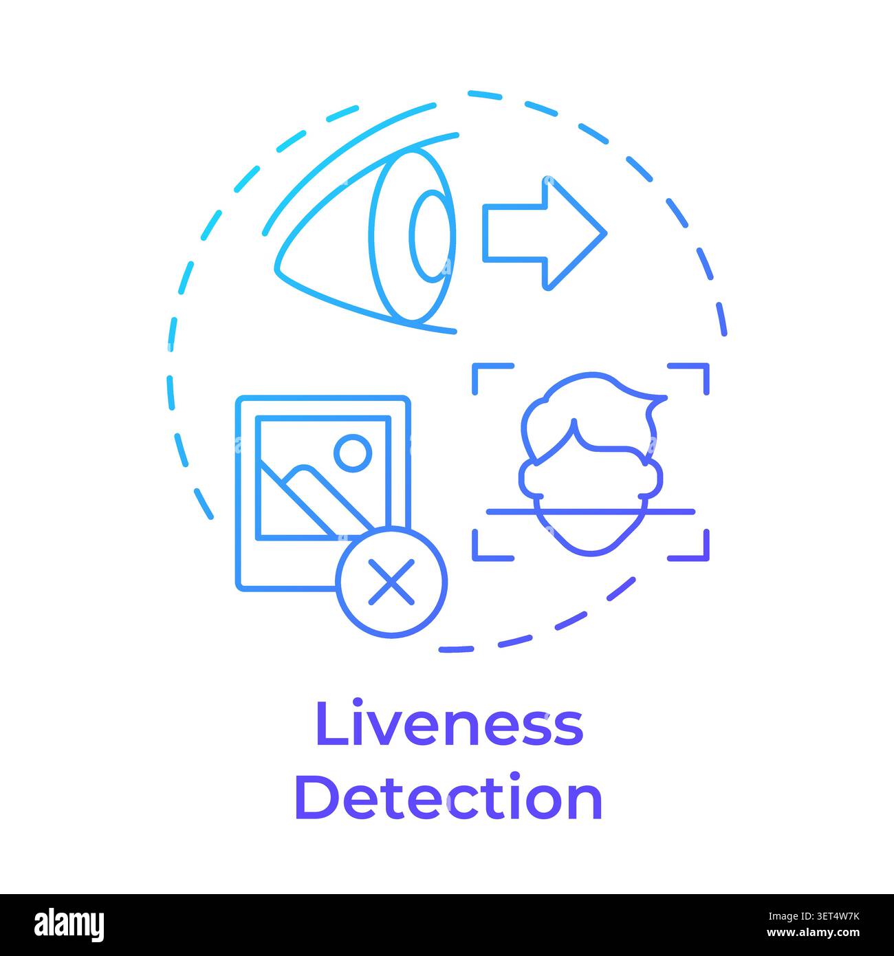 Liveness detection blue gradient concept icon Stock Vector