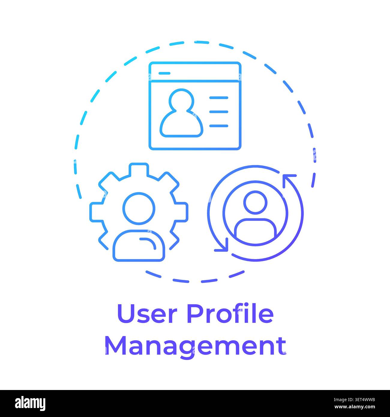 User profile management blue gradient concept icon Stock Vector