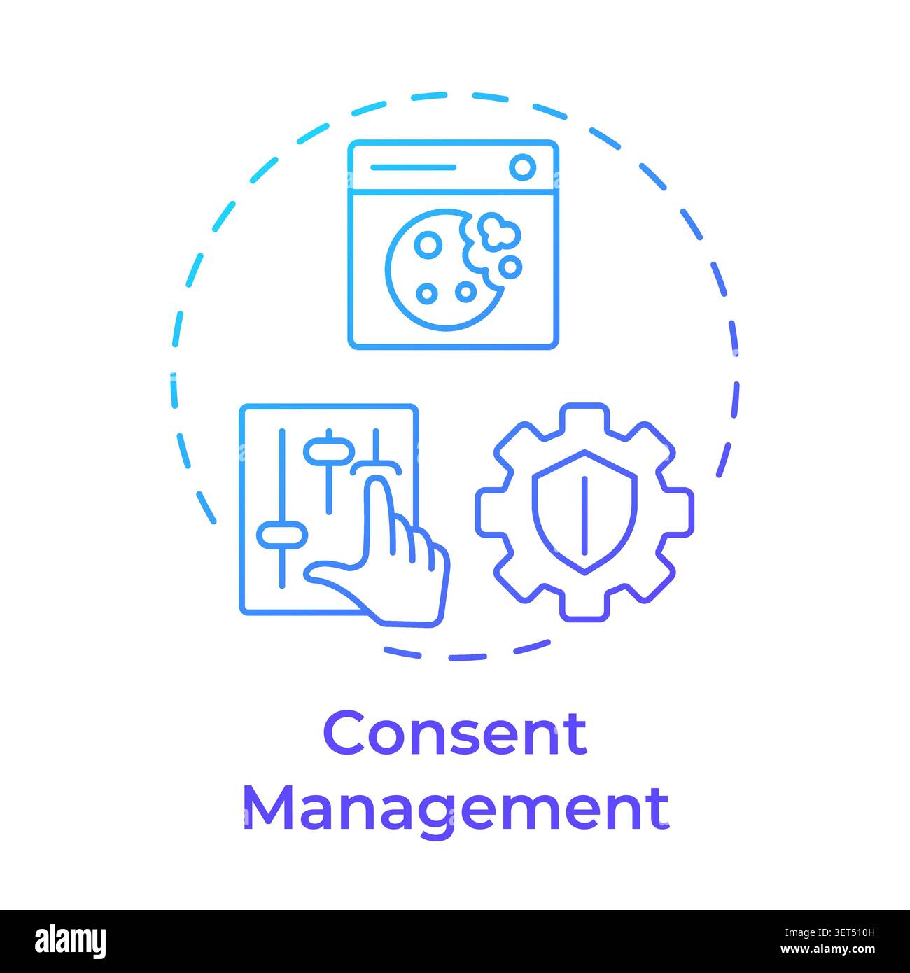 Consent management blue gradient concept icon Stock Vector