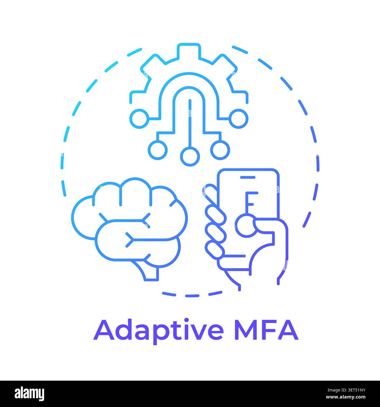 Adaptive mfa blue gradient concept icon Stock Vector