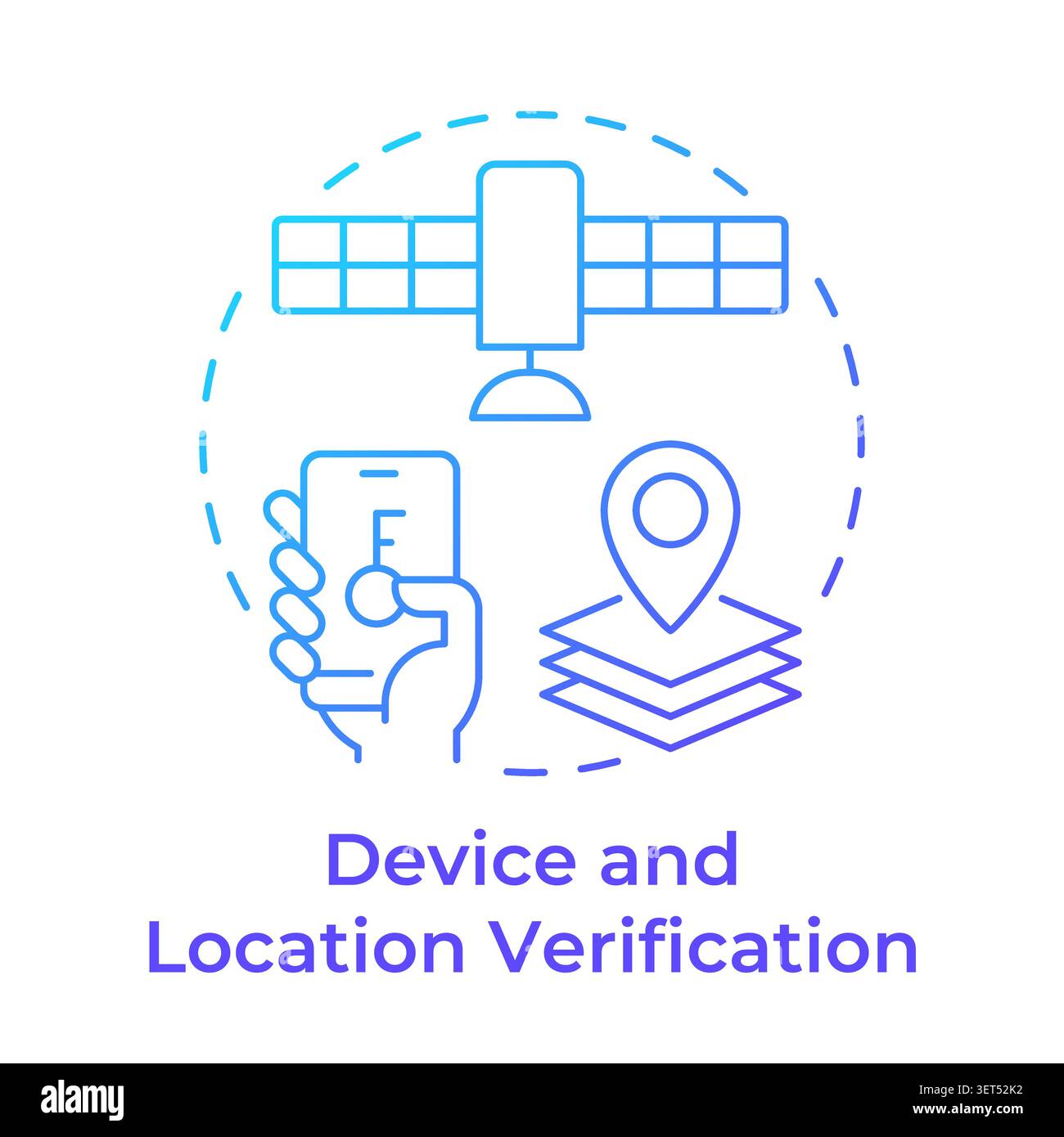 Device and location verification blue gradient concept icon Stock Vector