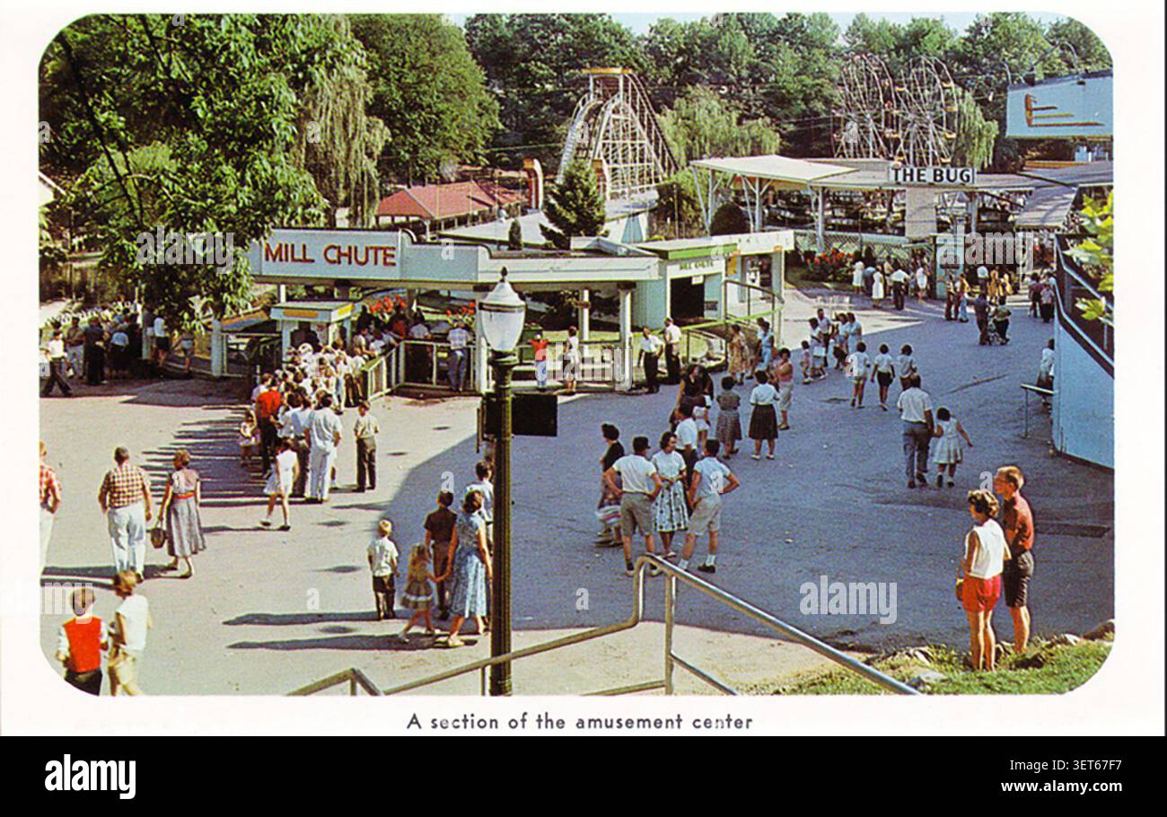Water Flume Ride Sign 1960s postcard view of the Comet Hollow section inside Hersheypark ...