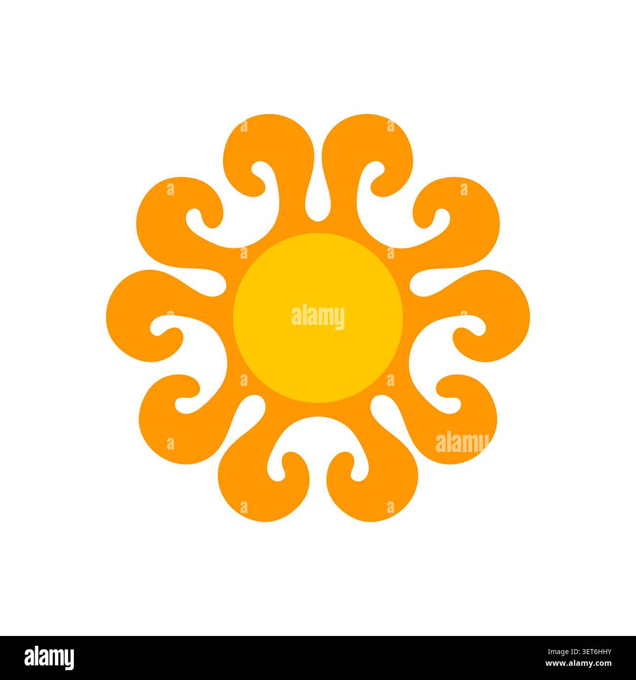 Minimalist sun icon, flat vector style. Abstract yellow sun with segmented rays, isolated Stock Vector
