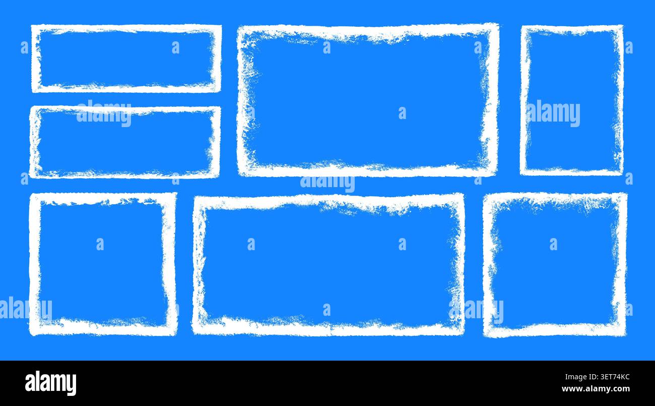 Frozen snow ice frames with frosty texture overlay vector illustration set. Stock Vector