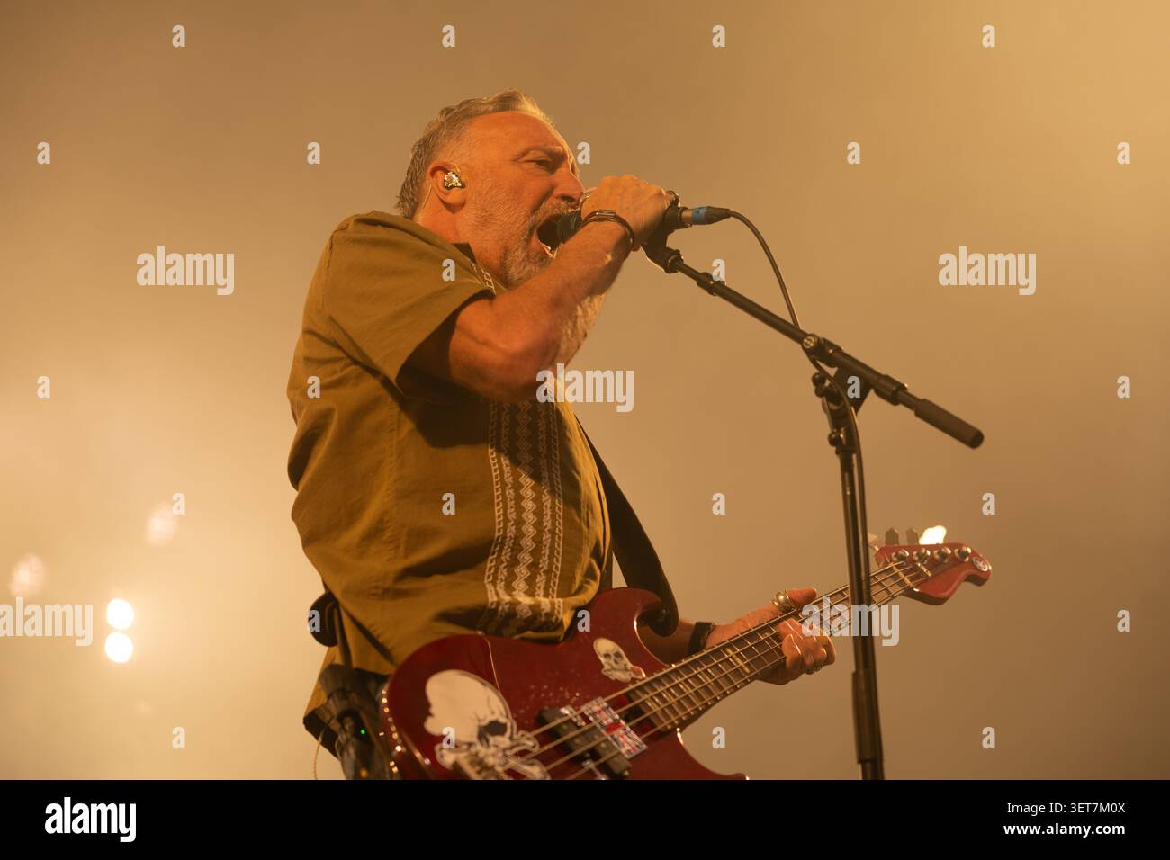 Bass player Peter Hook and the LIght on stage at Bearded Theory festival, Catton Hall, Derbyshire, 22 May 2026 Stock Photo