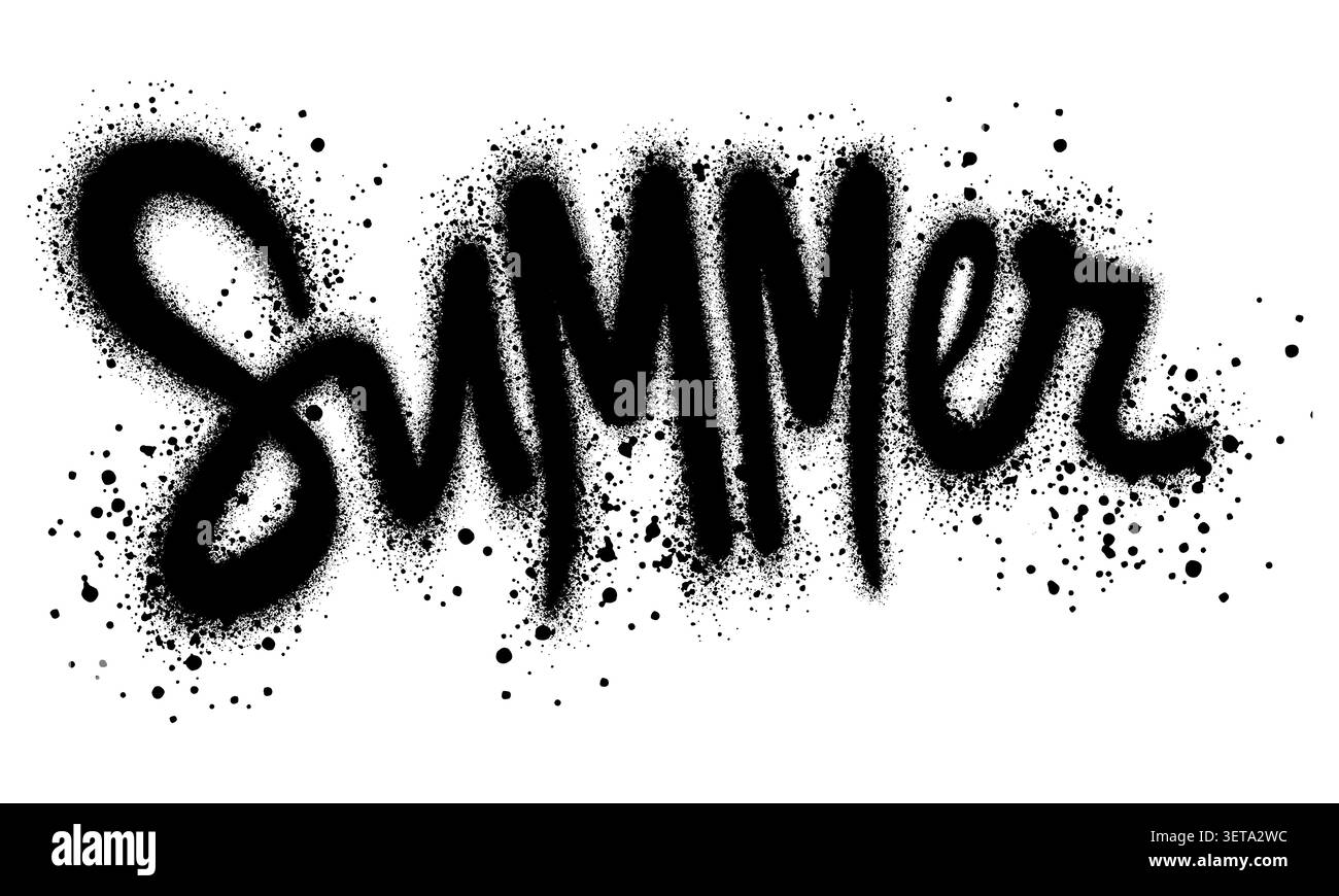graffiti Summer text sprayed in black over white. Stock Vector