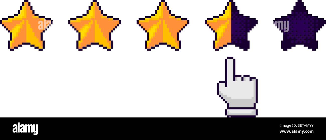 Pixel Star Rating Cursor Interface Vector Stock Vector