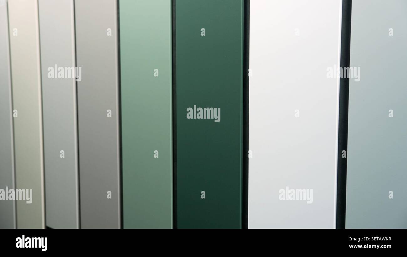Smooth panning video across a modern color swatch display featuring solid tones wood textures. Ideal for design presentations interior inspiration Stock Photo