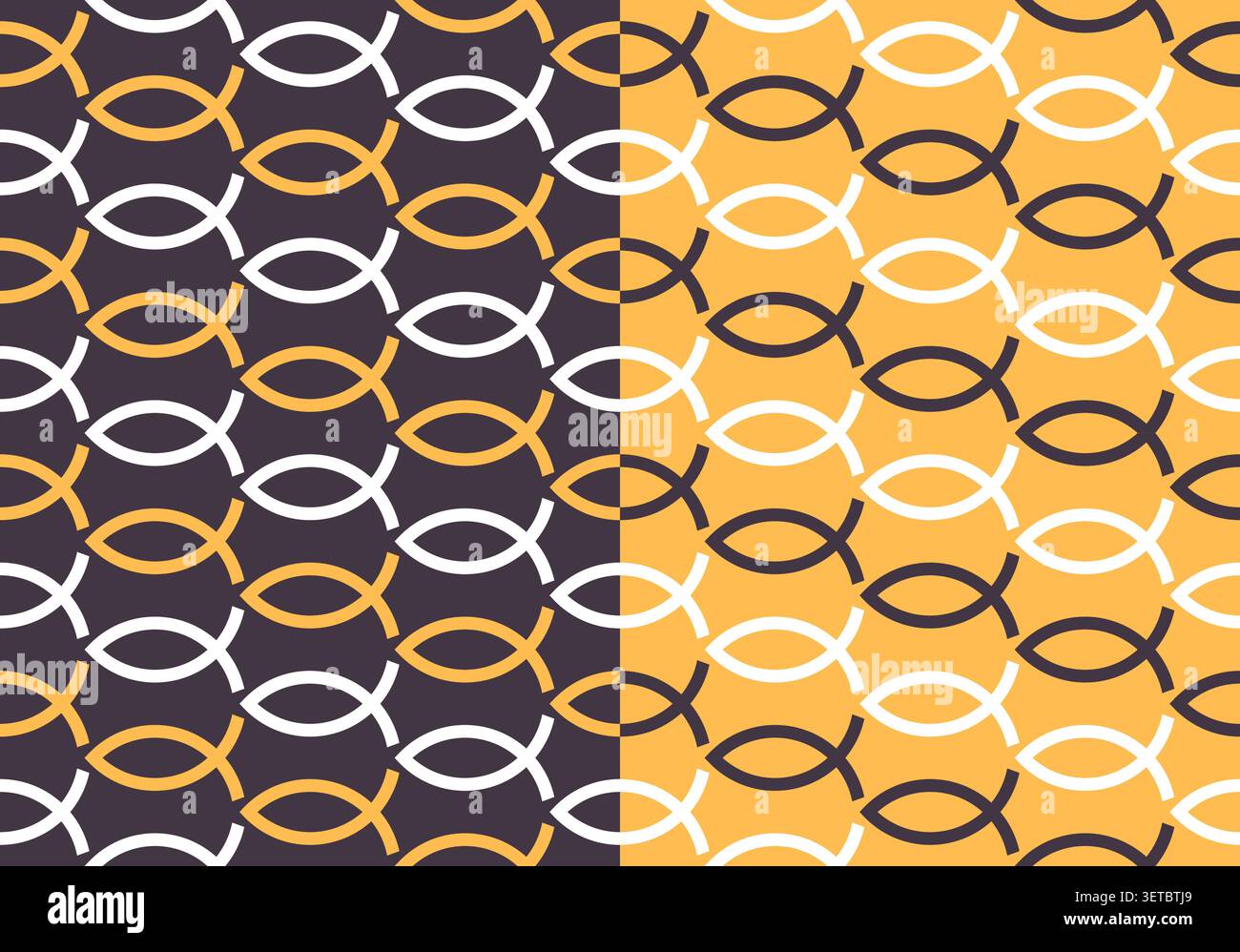 Christian Fish Seamless Pattern Color Variations Background Vector Illustration Stock Vector