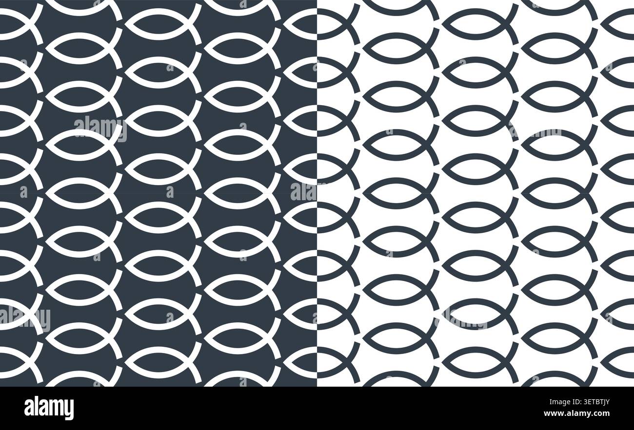 Monochrome Christian Fish Seamless Pattern Background Vector Illustration Stock Vector