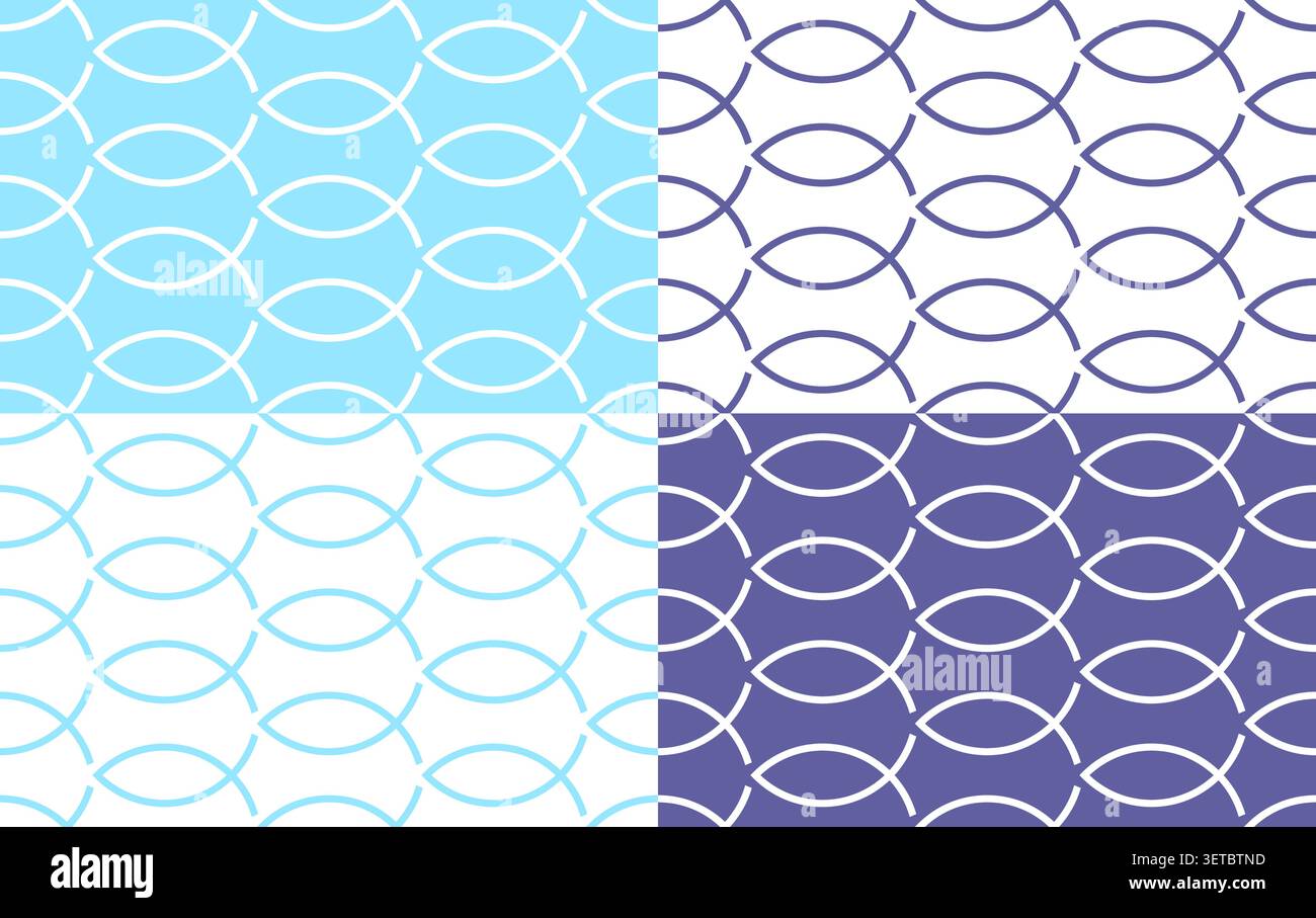 Blue Christian Fish Seamless Pattern Background Vector Illustration Stock Vector