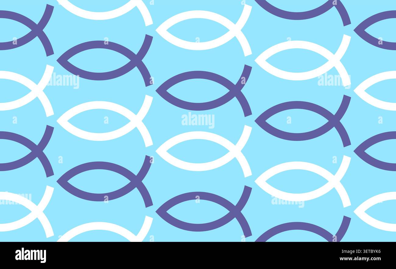 Christian Fish Symbol Pattern in Blue Tones Background Vector Illustration Stock Vector