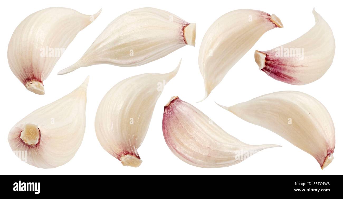 Garlic cloves isolated on white background with clipping path Stock Photo