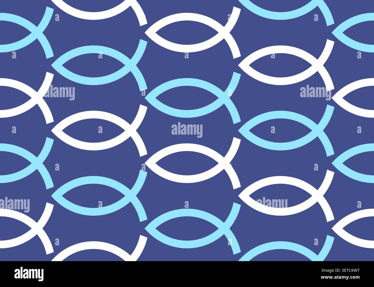 Blue Christian Fish Seamless Pattern Background Vector Illustration Stock Vector