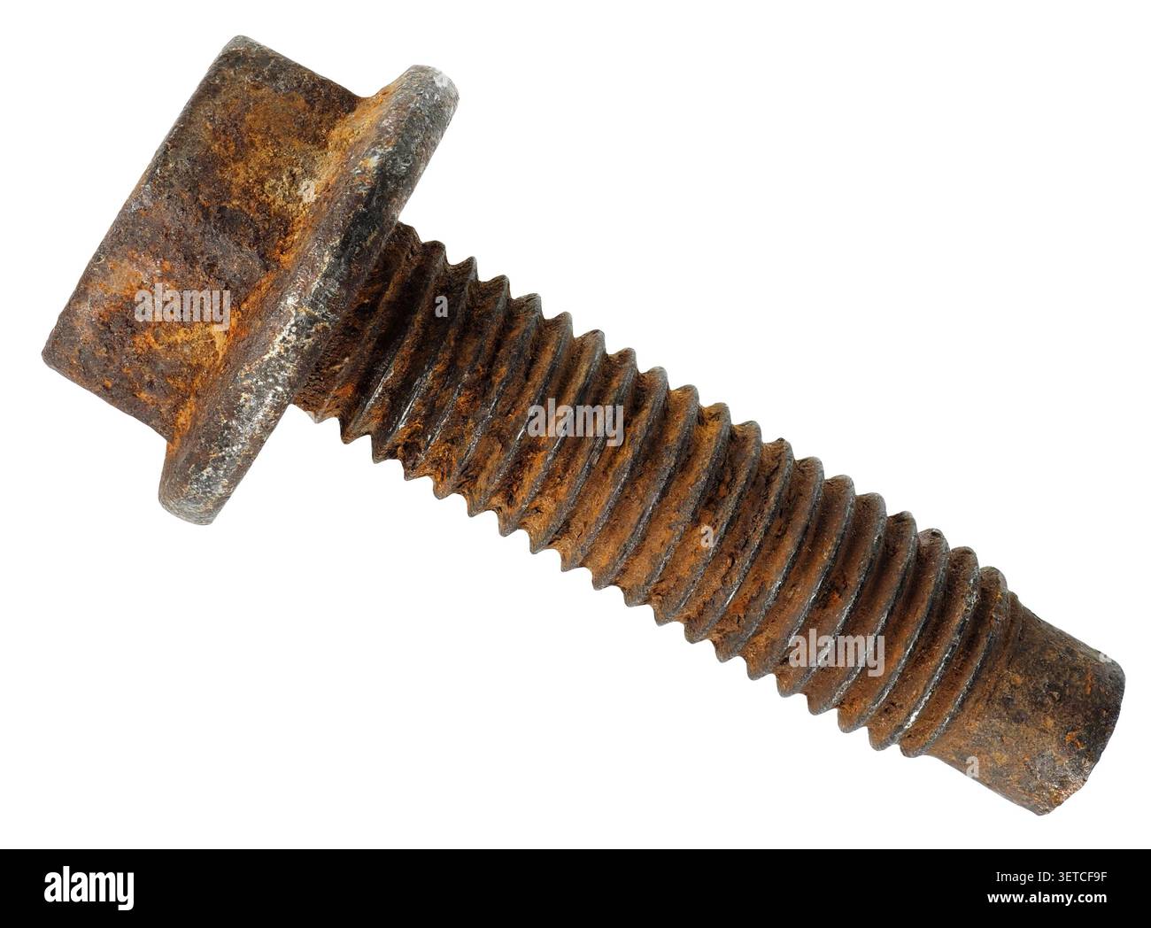 Old rusty screw isolated on white background Stock Photo