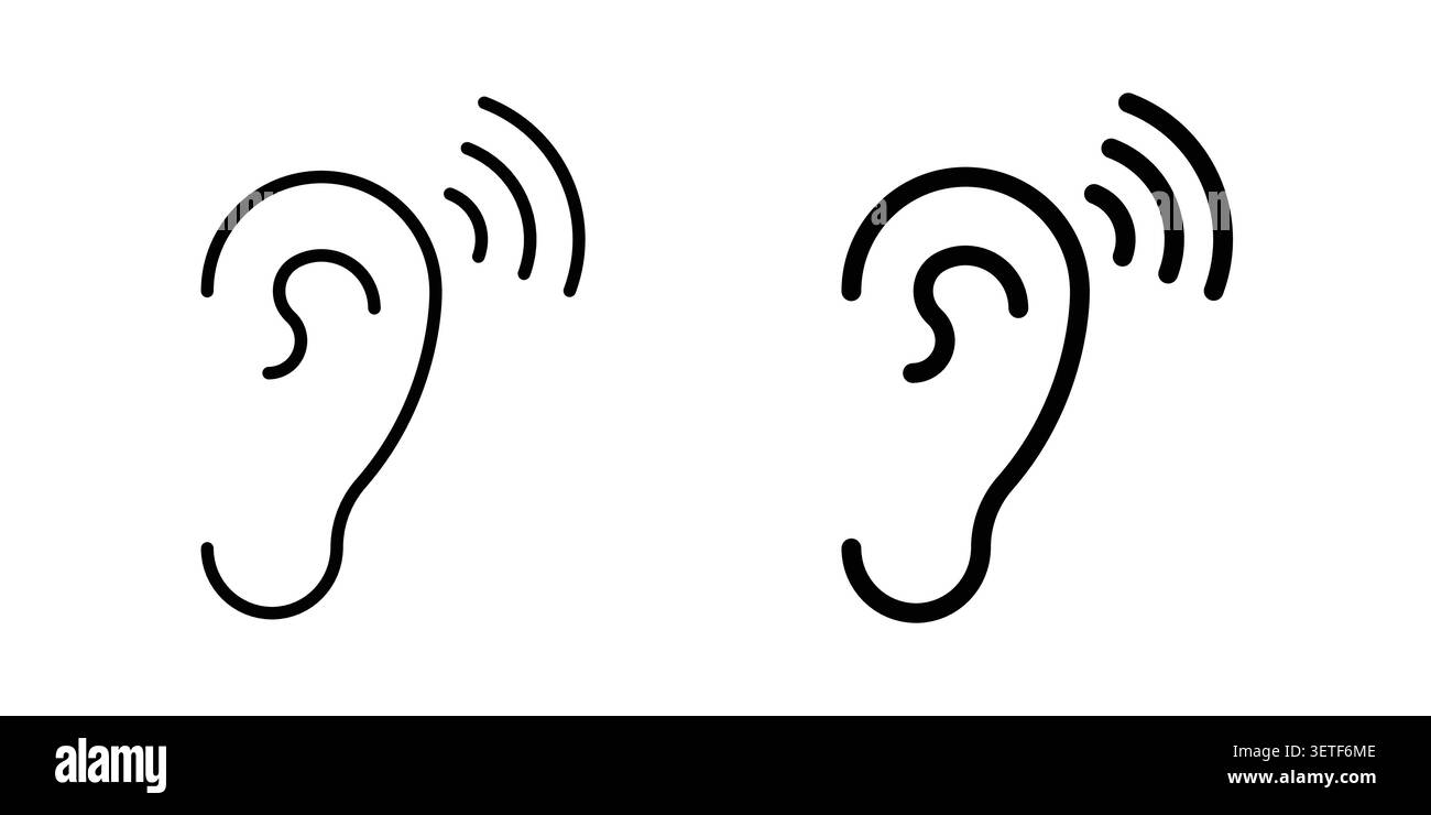 Assistive listening systems icon silhouette vector set. thin line pack. Stock Vector