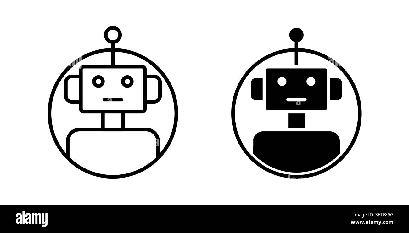 Chatbot speech bubble icon silhouette vector set. thin line pack. Stock Vector