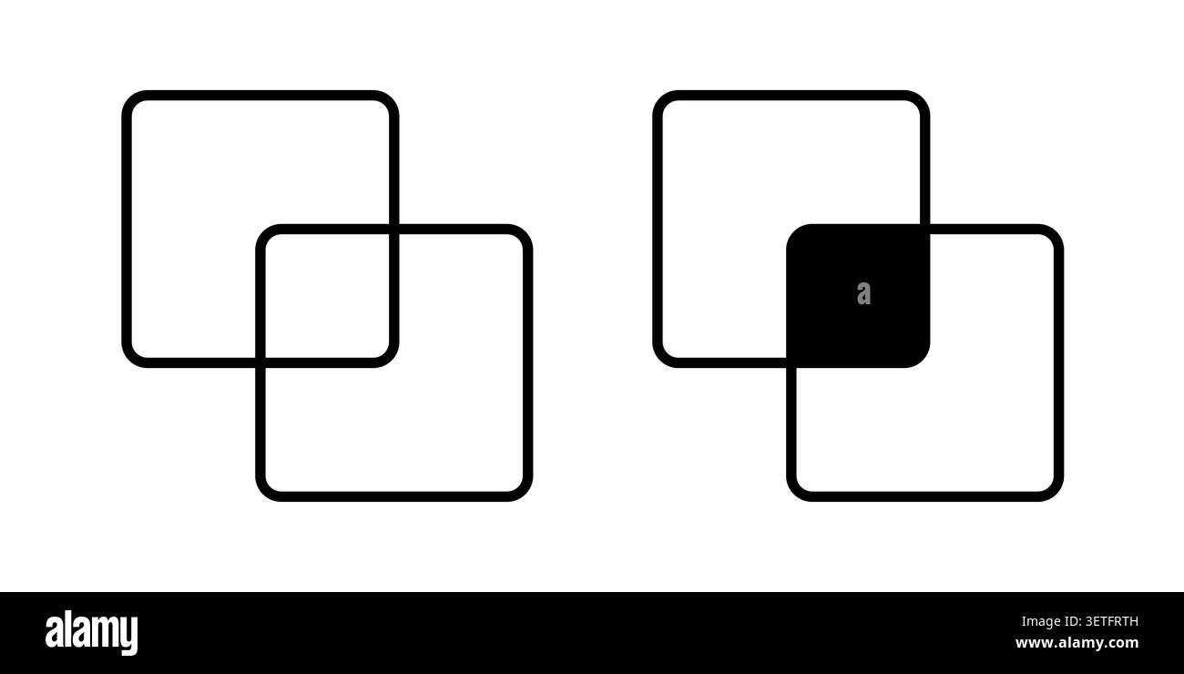 Merge icon silhouette vector set. thin line pack. Stock Vector