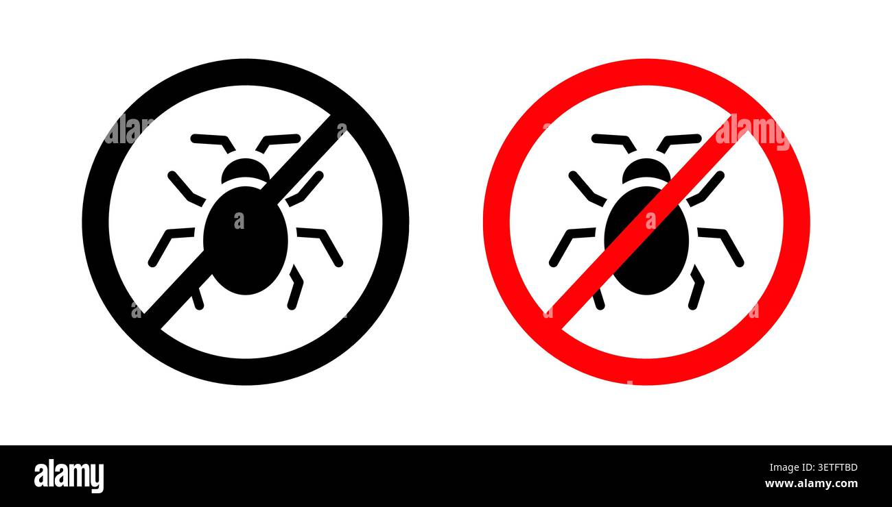 No Bug icon silhouette vector set. thin line pack. Stock Vector