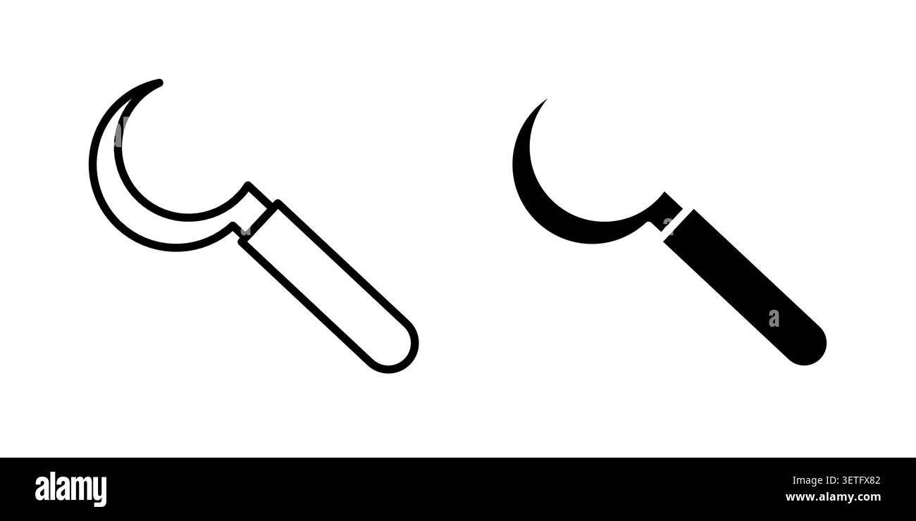Sickle icon silhouette vector set. thin line pack. Stock Vector