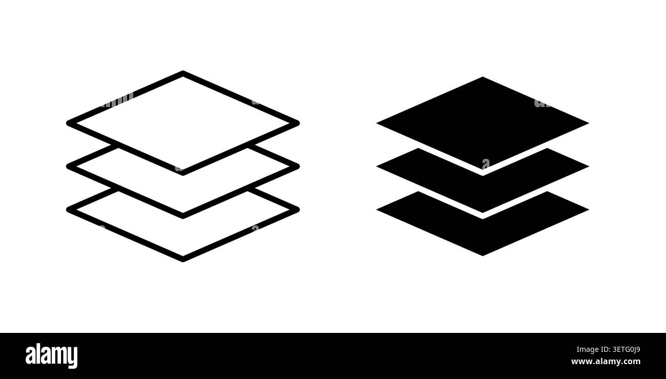 Multiple Layers icon silhouette vector set. thin line pack. Stock Vector