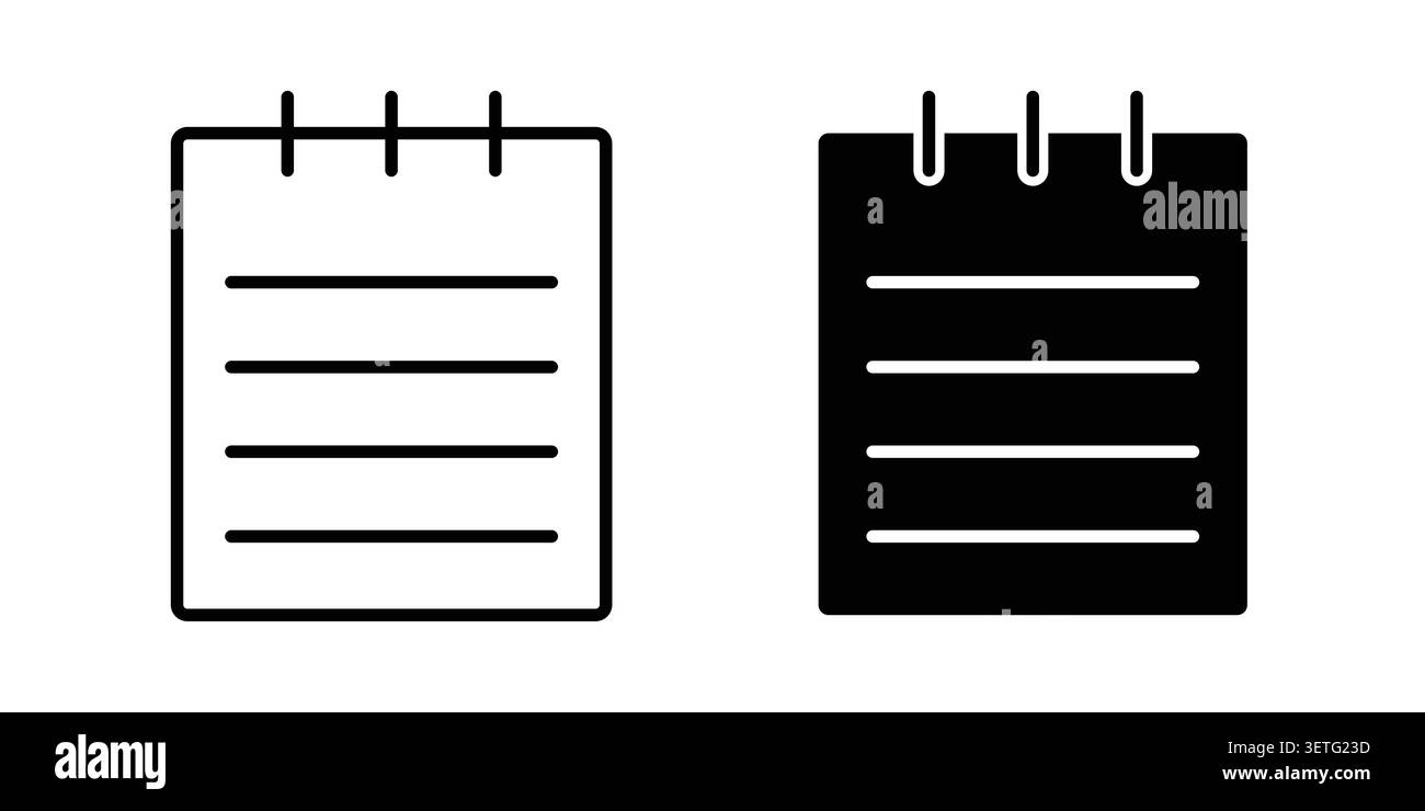 Memo Pad icon silhouette vector set. thin line pack. Stock Vector