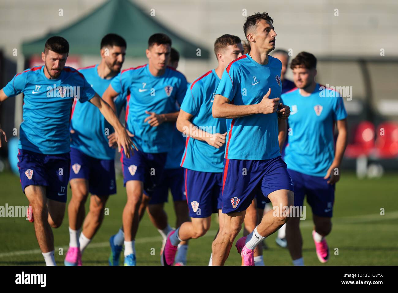 Croatia players work out during a training session on the eve of the ...