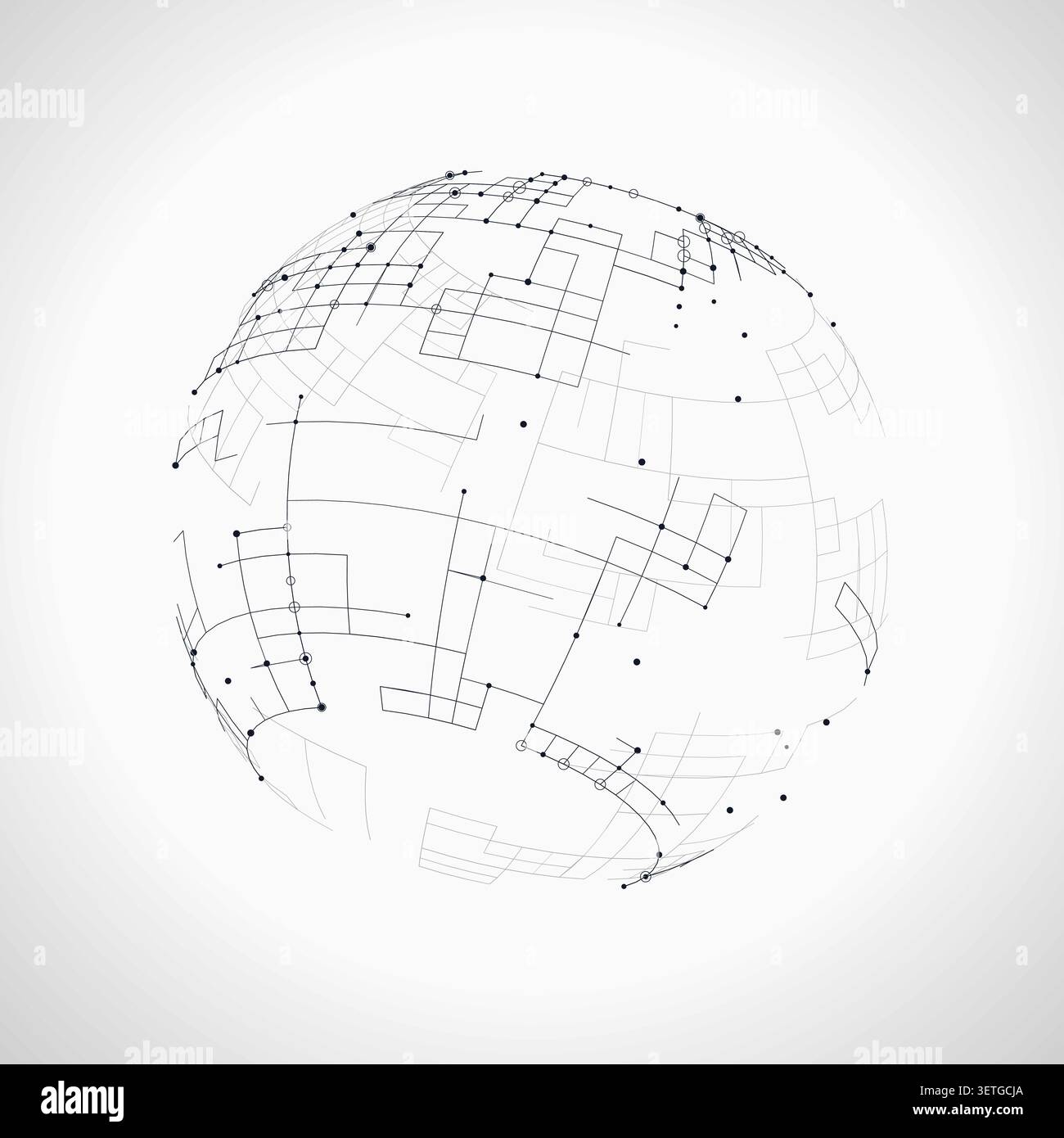 Abstract technology sphere background with connected digital lines and data points Stock Vector
