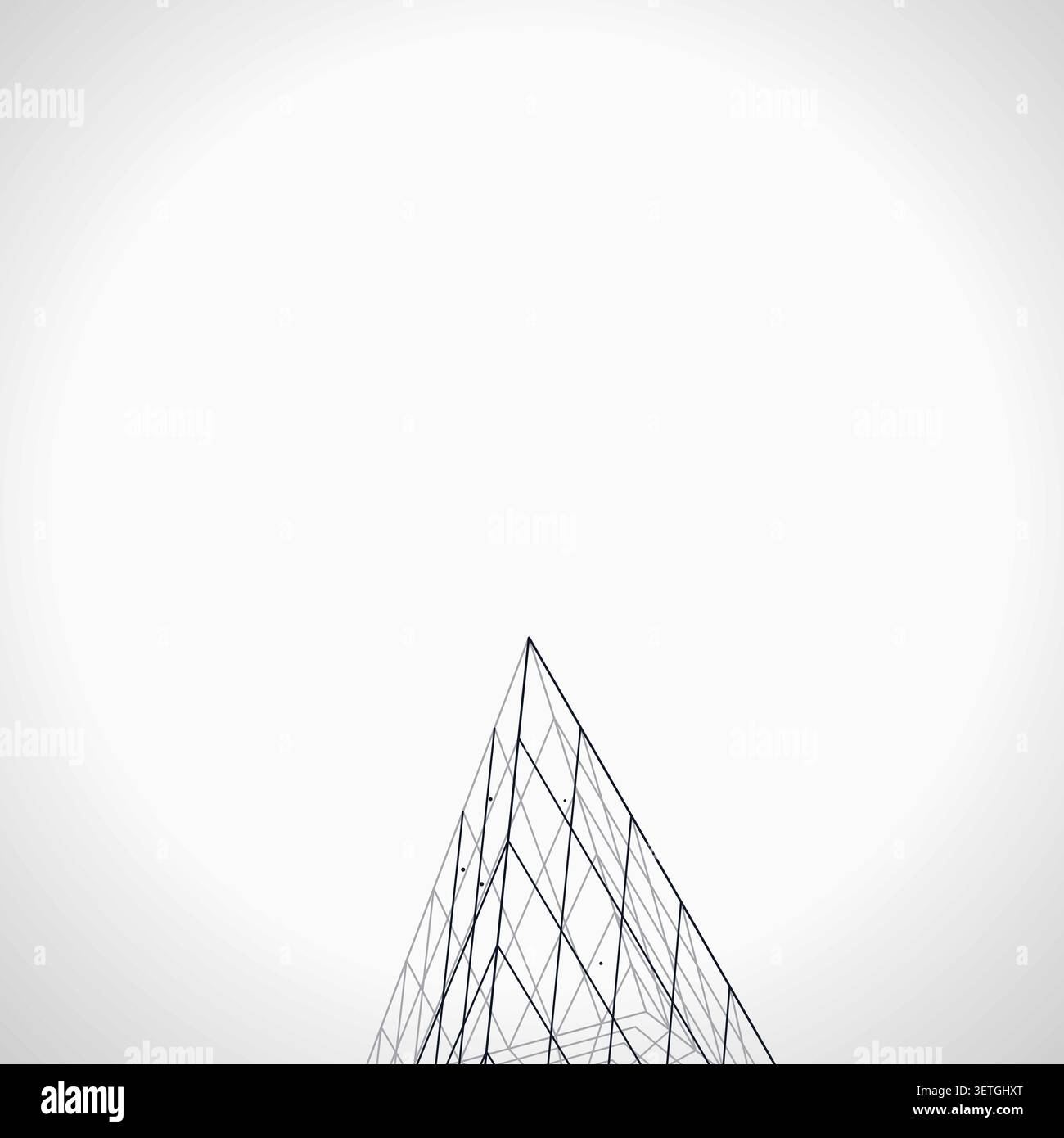 Abstract futuristic pyramid structure rendered as a clean geometric network background Stock Vector