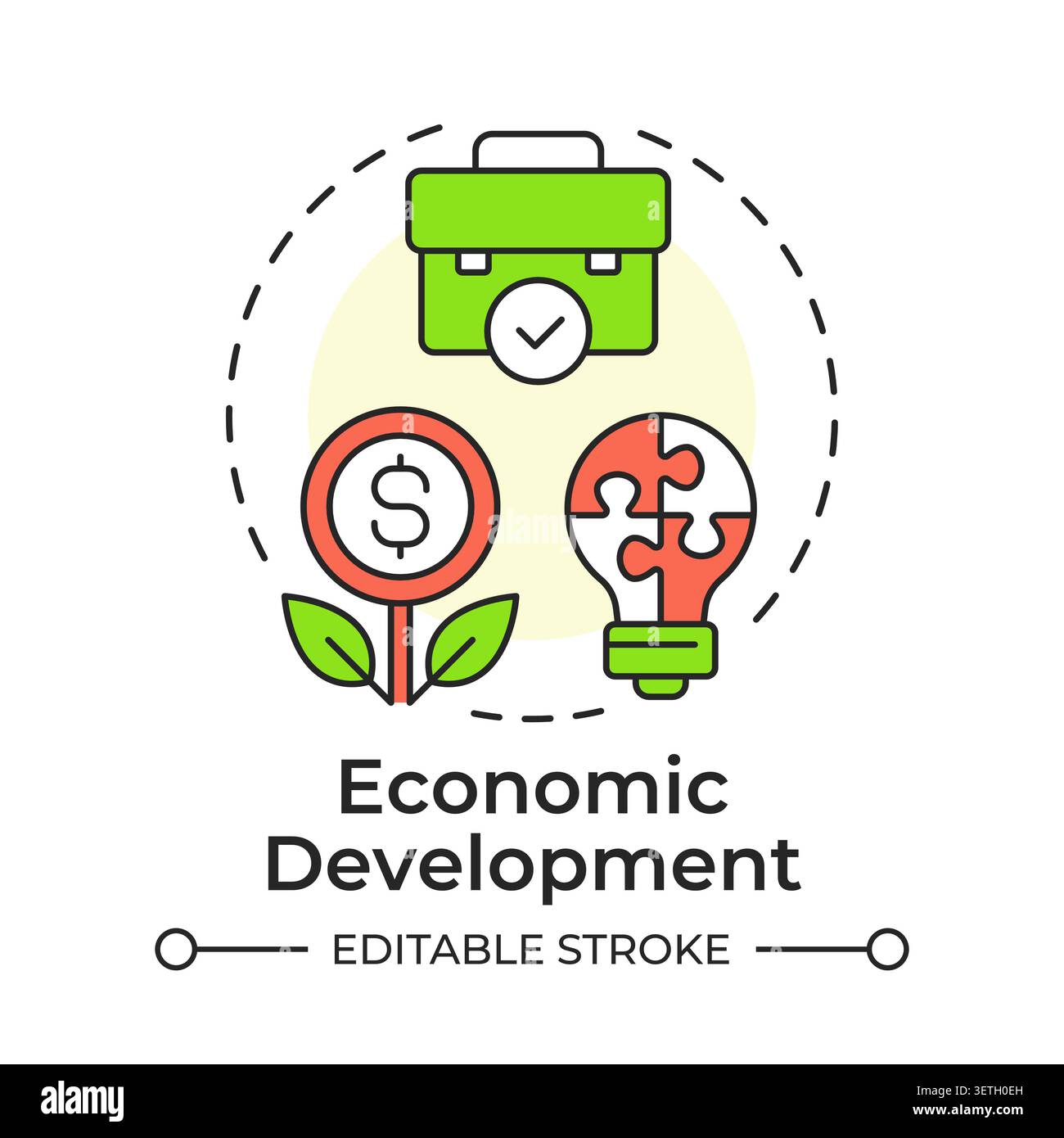 Economic development multi color concept icon Stock Vector
