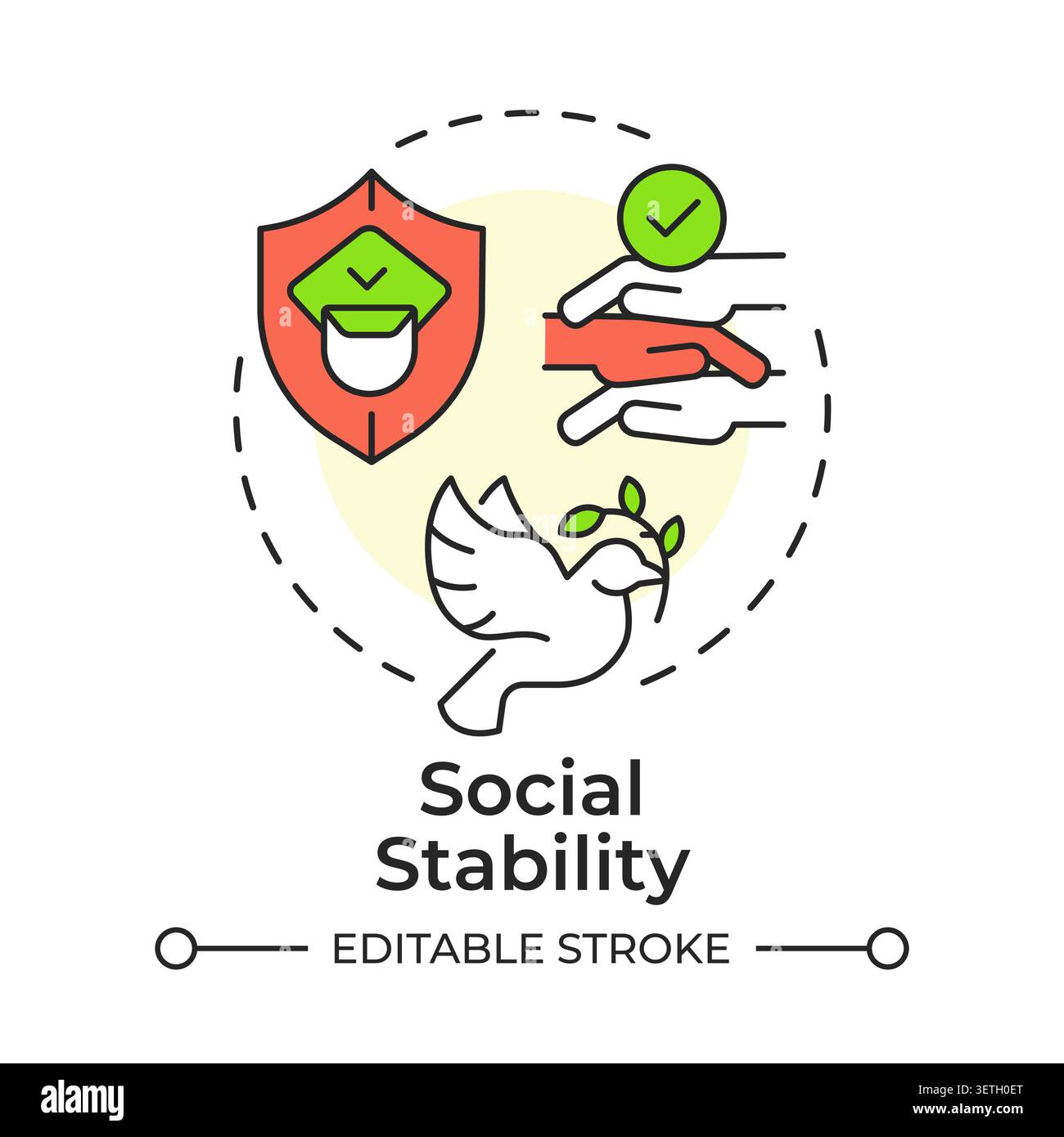 Social stability multi color concept icon Stock Vector