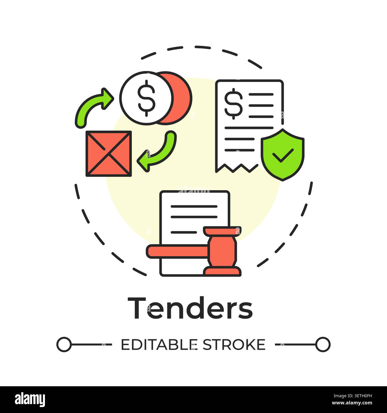 Tenders multi color concept icon Stock Vector