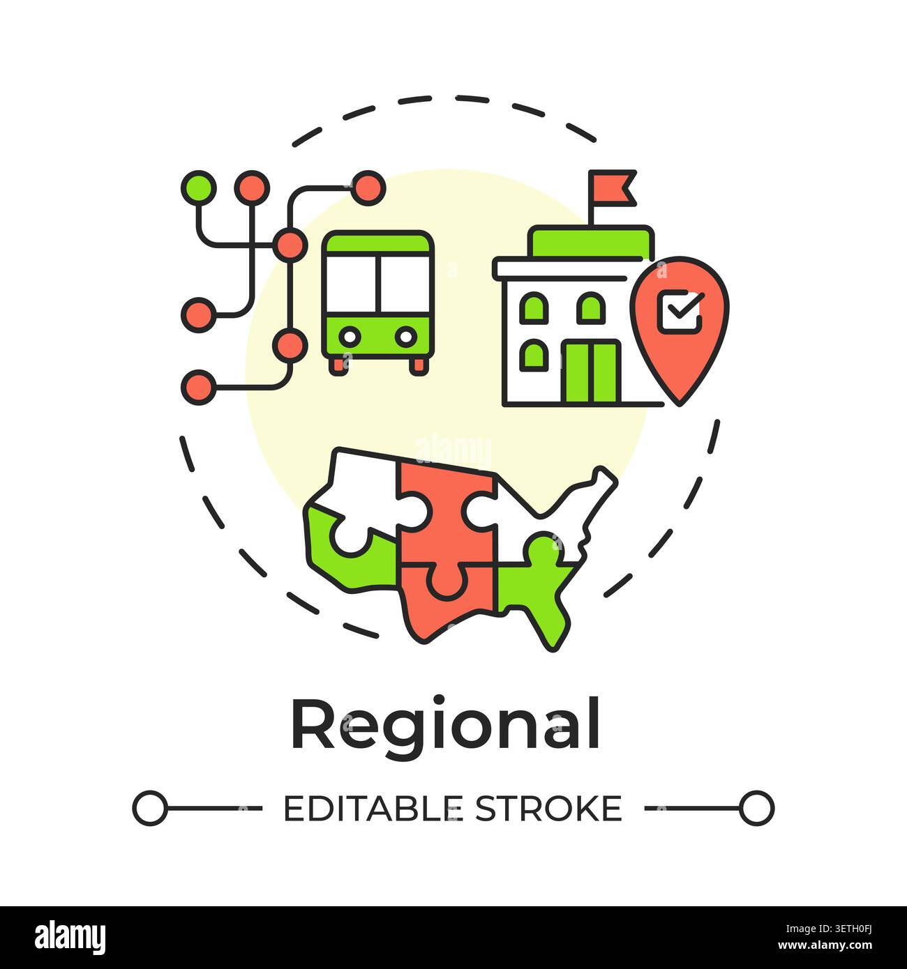 Regional multi color concept icon Stock Vector