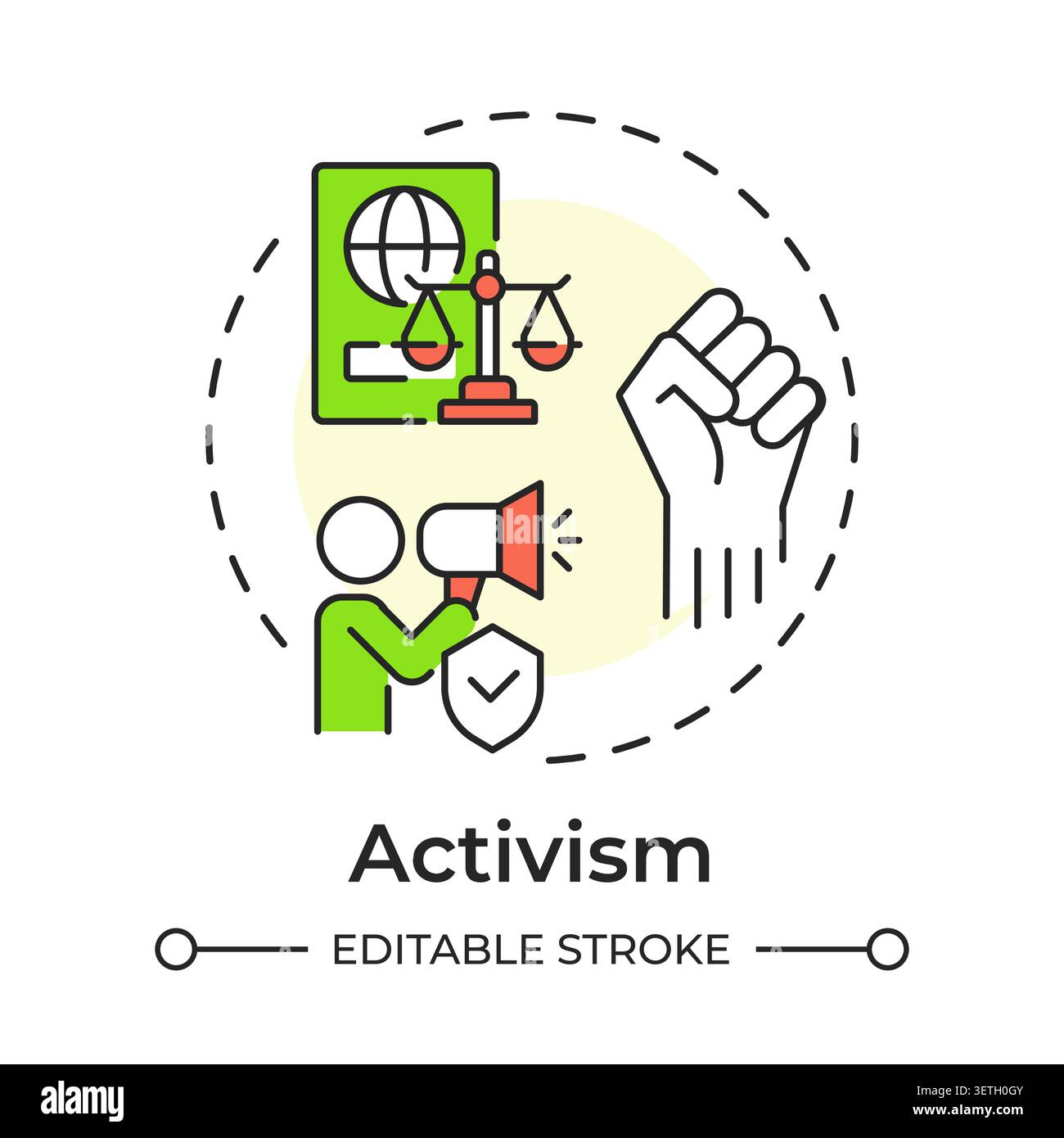 Activism multi color concept icon Stock Vector