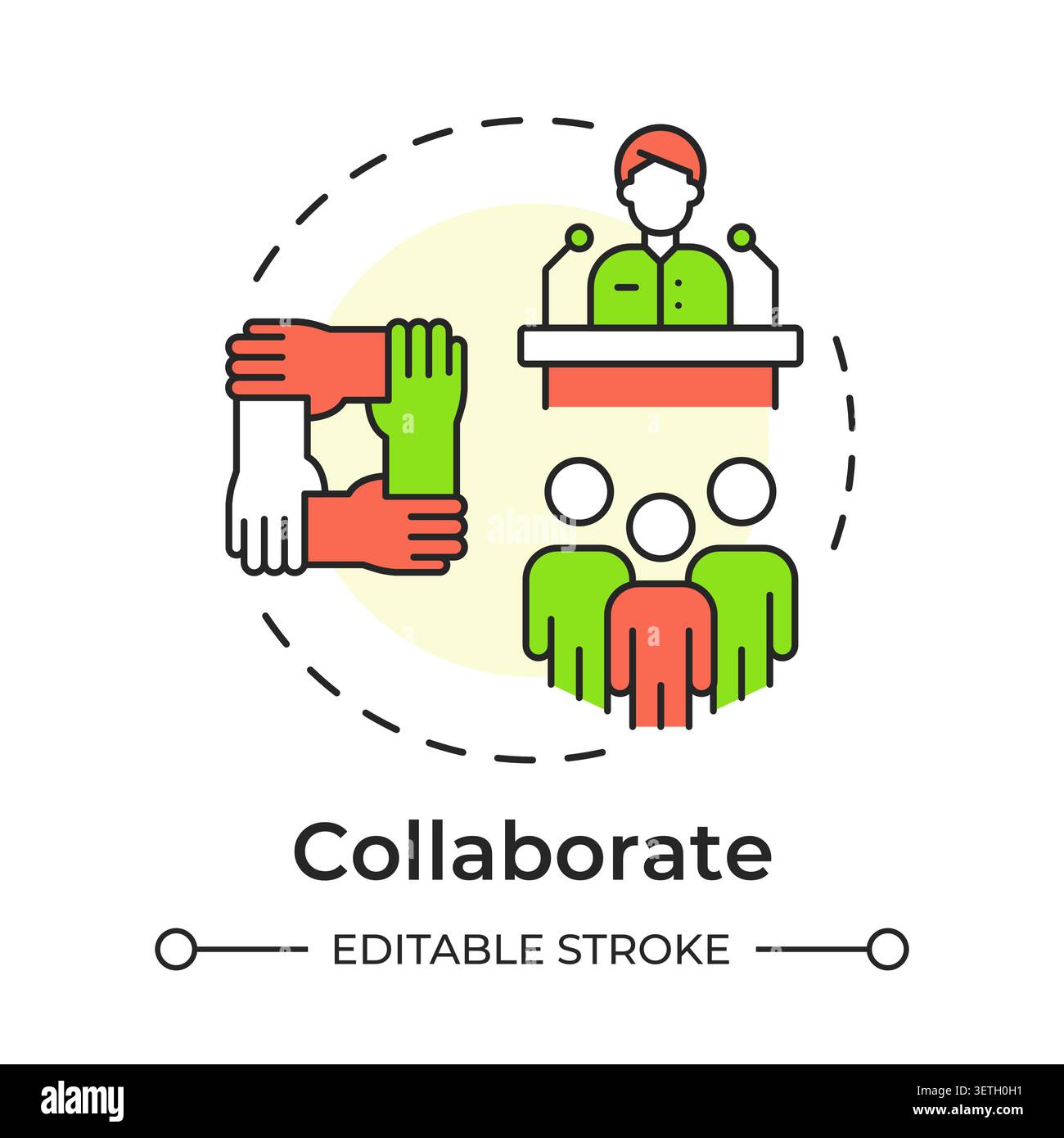 Collaborate multi color concept icon Stock Vector