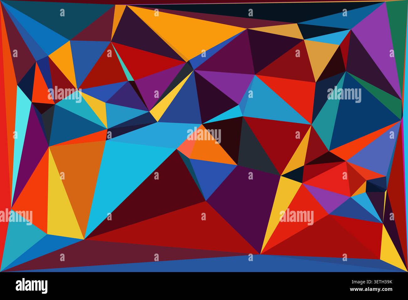 Bold abstract geometric background showcases rich polygons. Dynamic low poly triangular shapes create modern visual. Warm tones form engaging composit Stock Vector