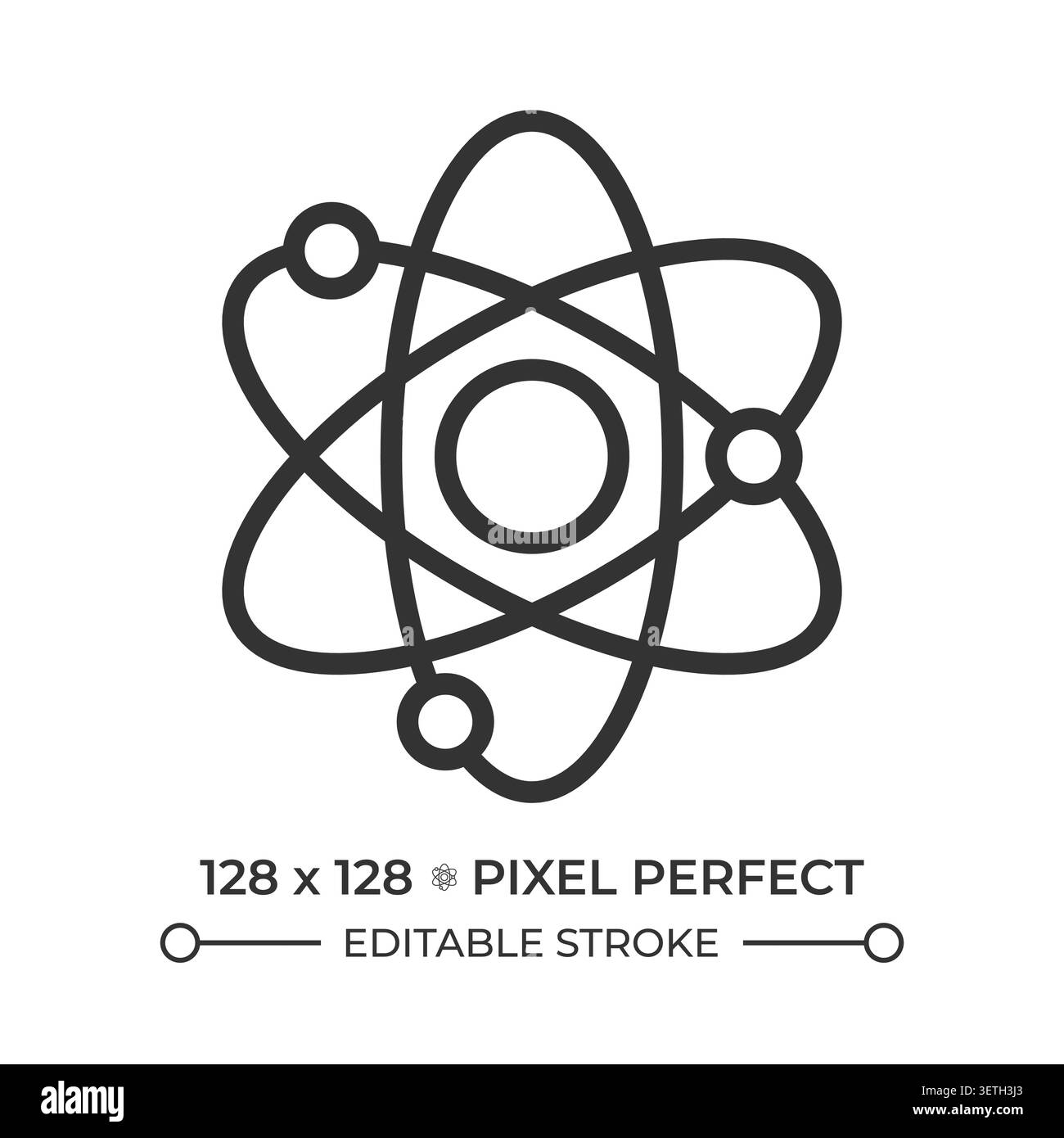 Atomic model pixel perfect line icon Stock Vector