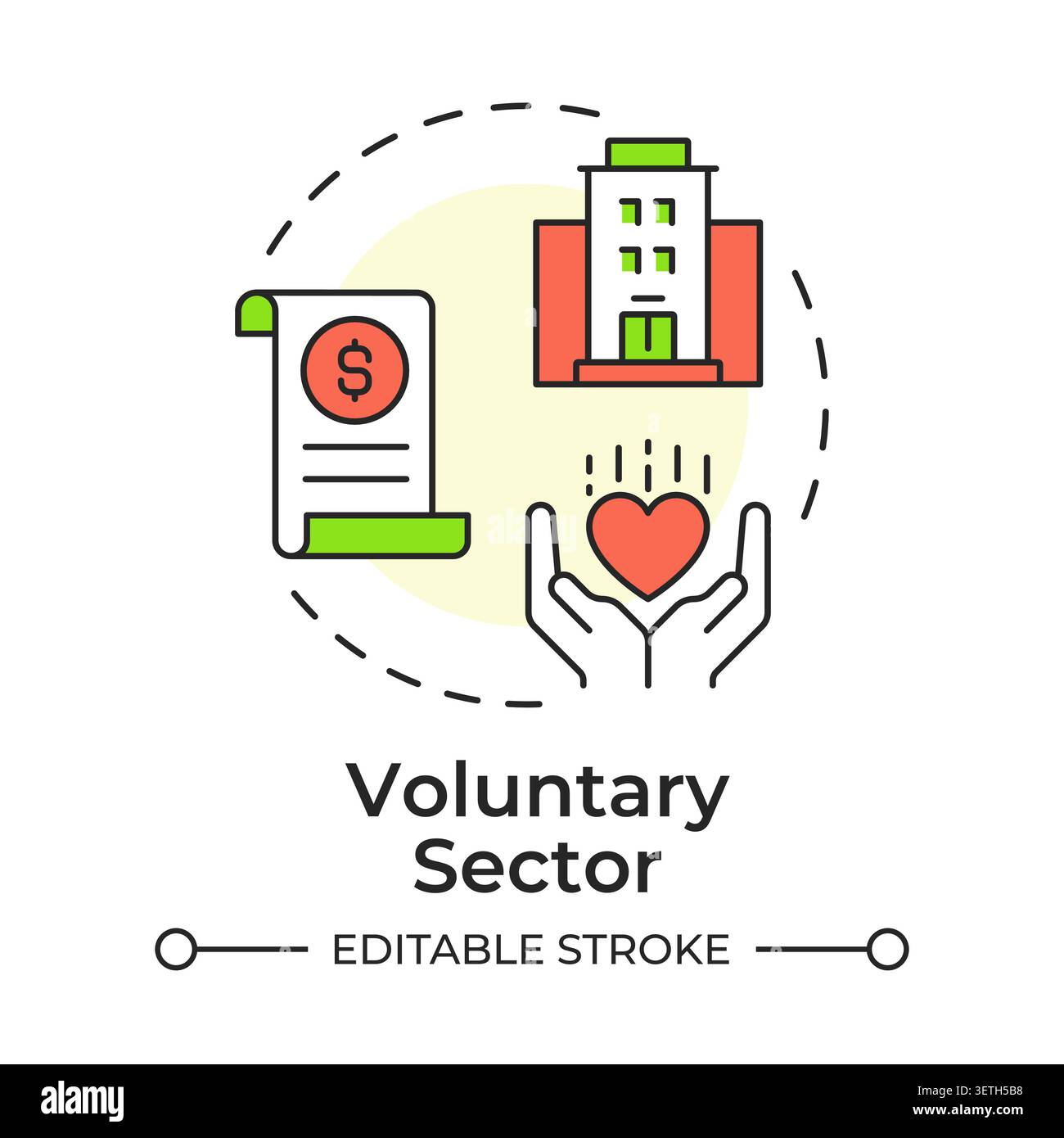 Voluntary sector multi color concept icon Stock Vector