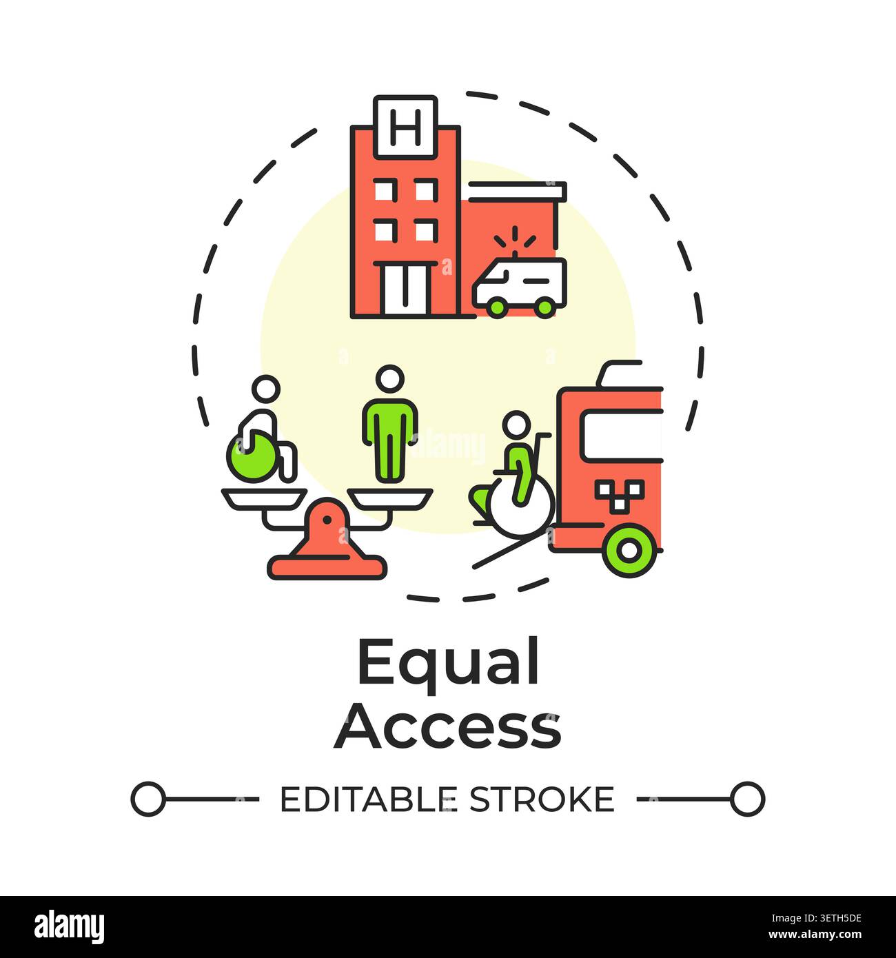 Equal access multi color concept icon Stock Vector