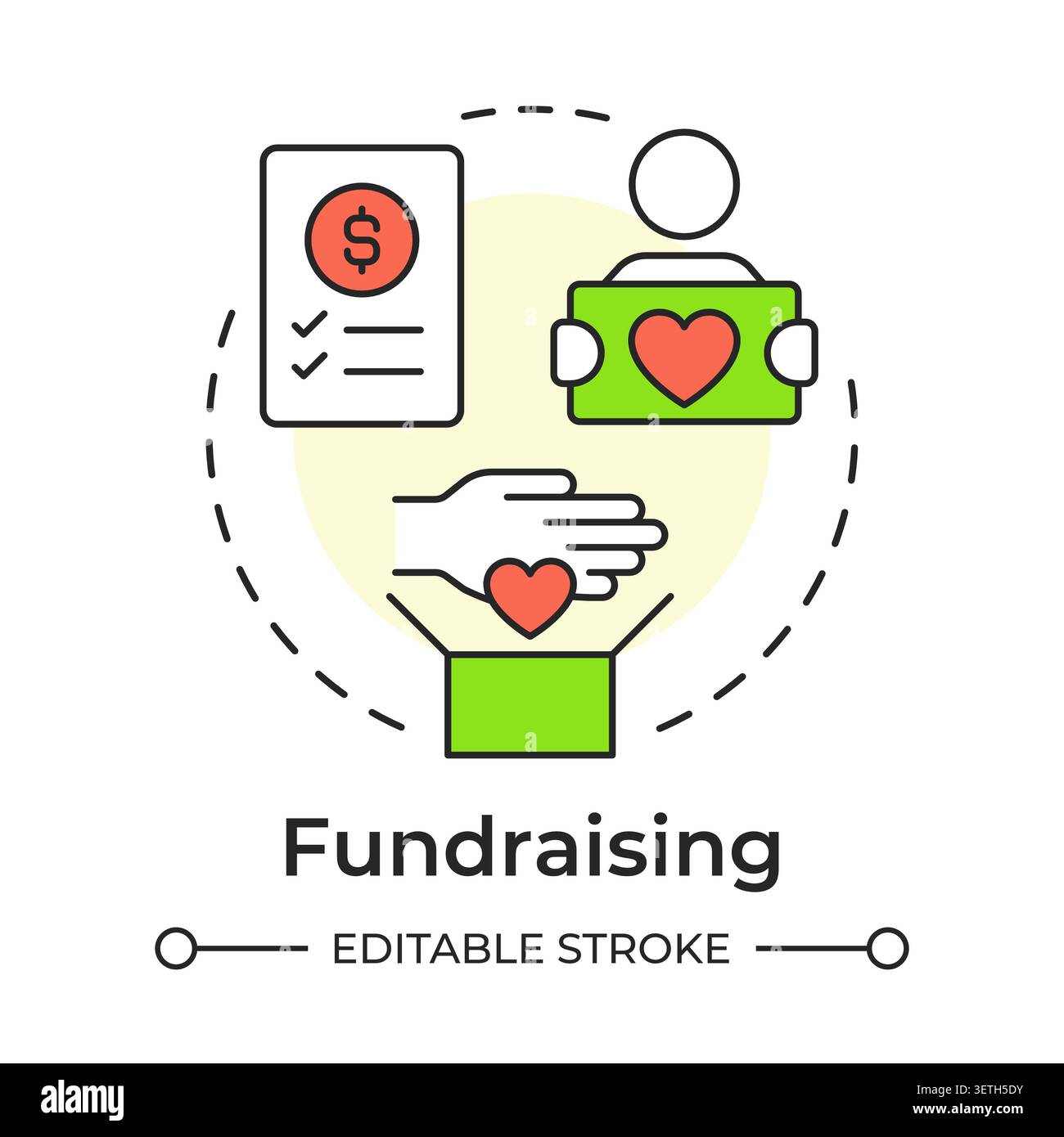 Fundraising multi color concept icon Stock Vector