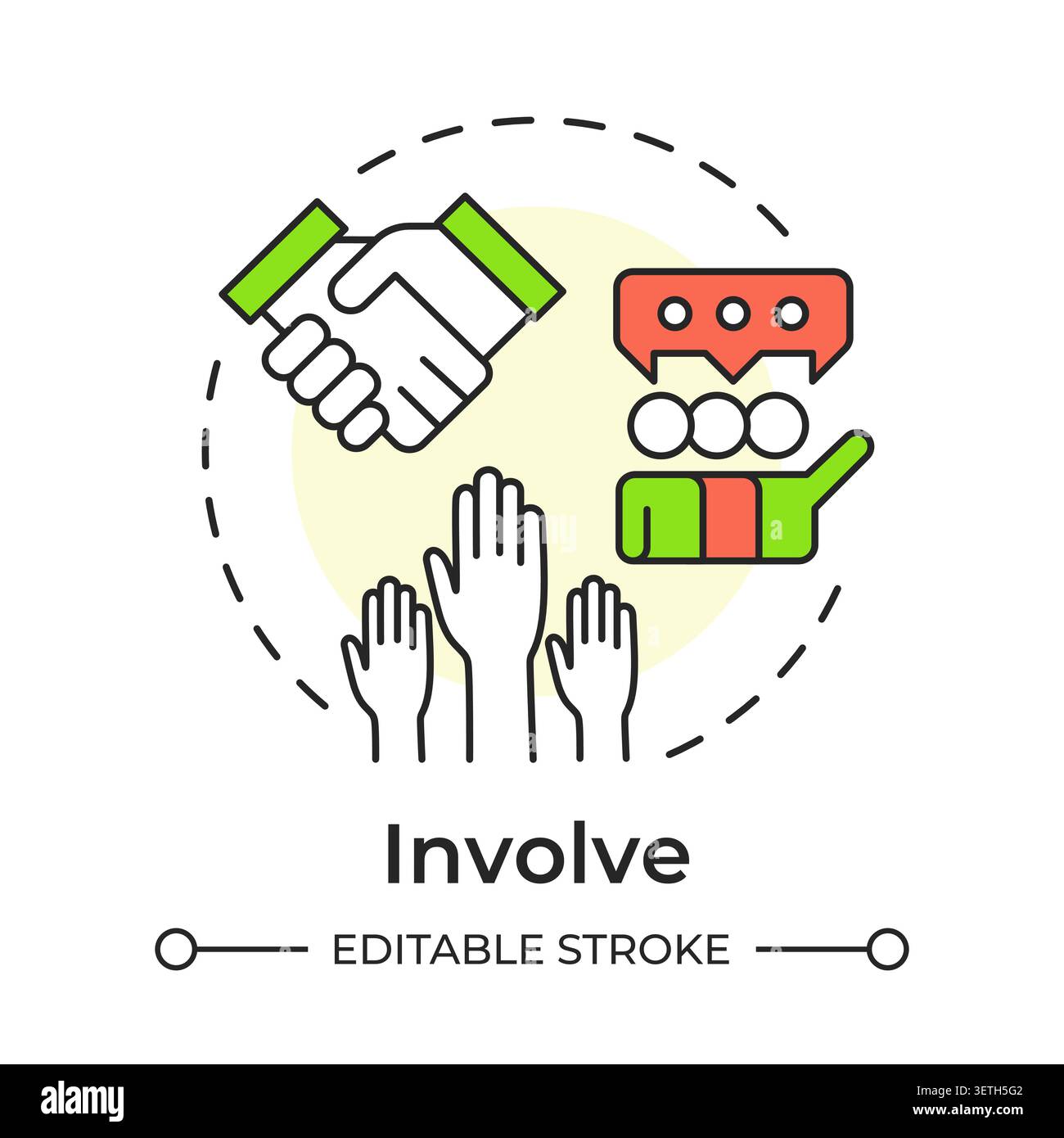 Involve multi color concept icon Stock Vector