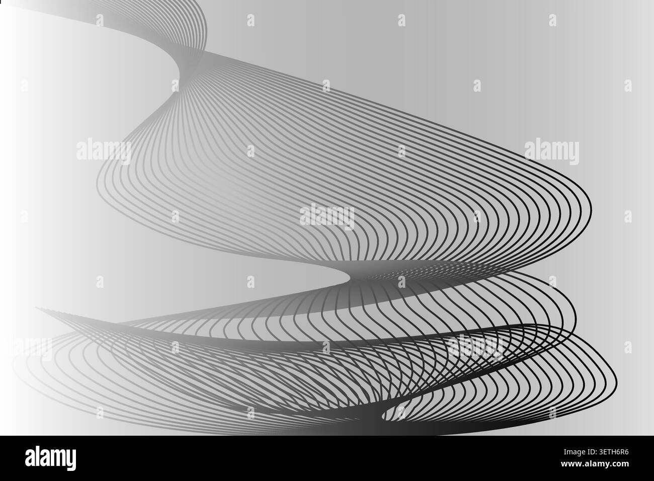 Intricate linear pattern featuring multiple wavy bands and geometric intersections. High contrast monochrome graphic design suitable for engineering c Stock Vector