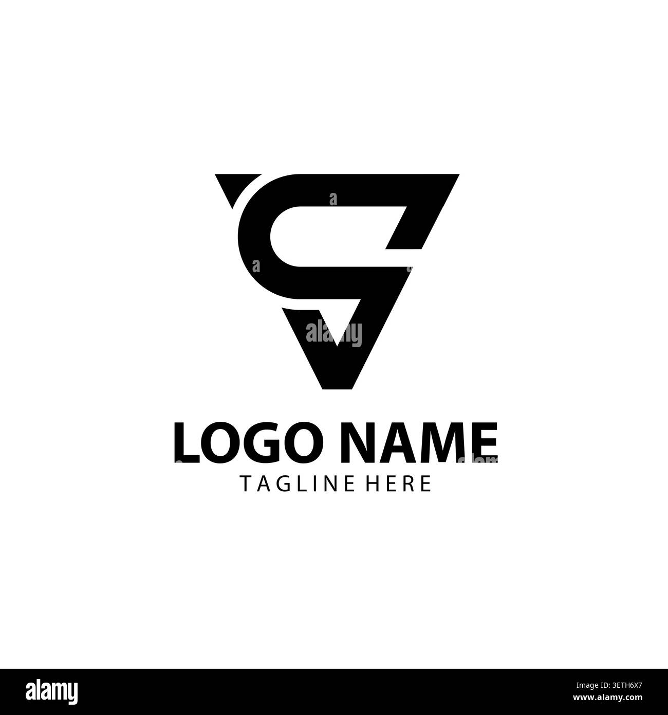 letter Vs or Sv triangle abstract monogram logo design Stock Vector