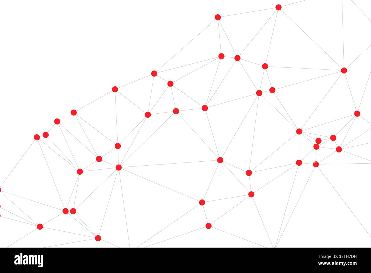 Abstract network structure, red nodes linked by lines, digital technology, data connectivity, communication concept, science, web elements Stock Vector