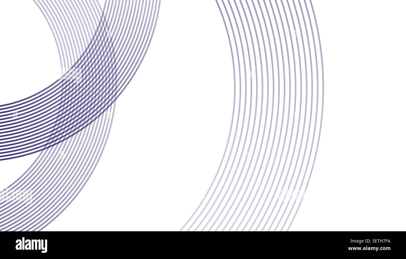 Abstract composition with flowing curved lines in shades of purple and gray. Smooth arc shapes create a sense of movement against a clean white backdr Stock Vector