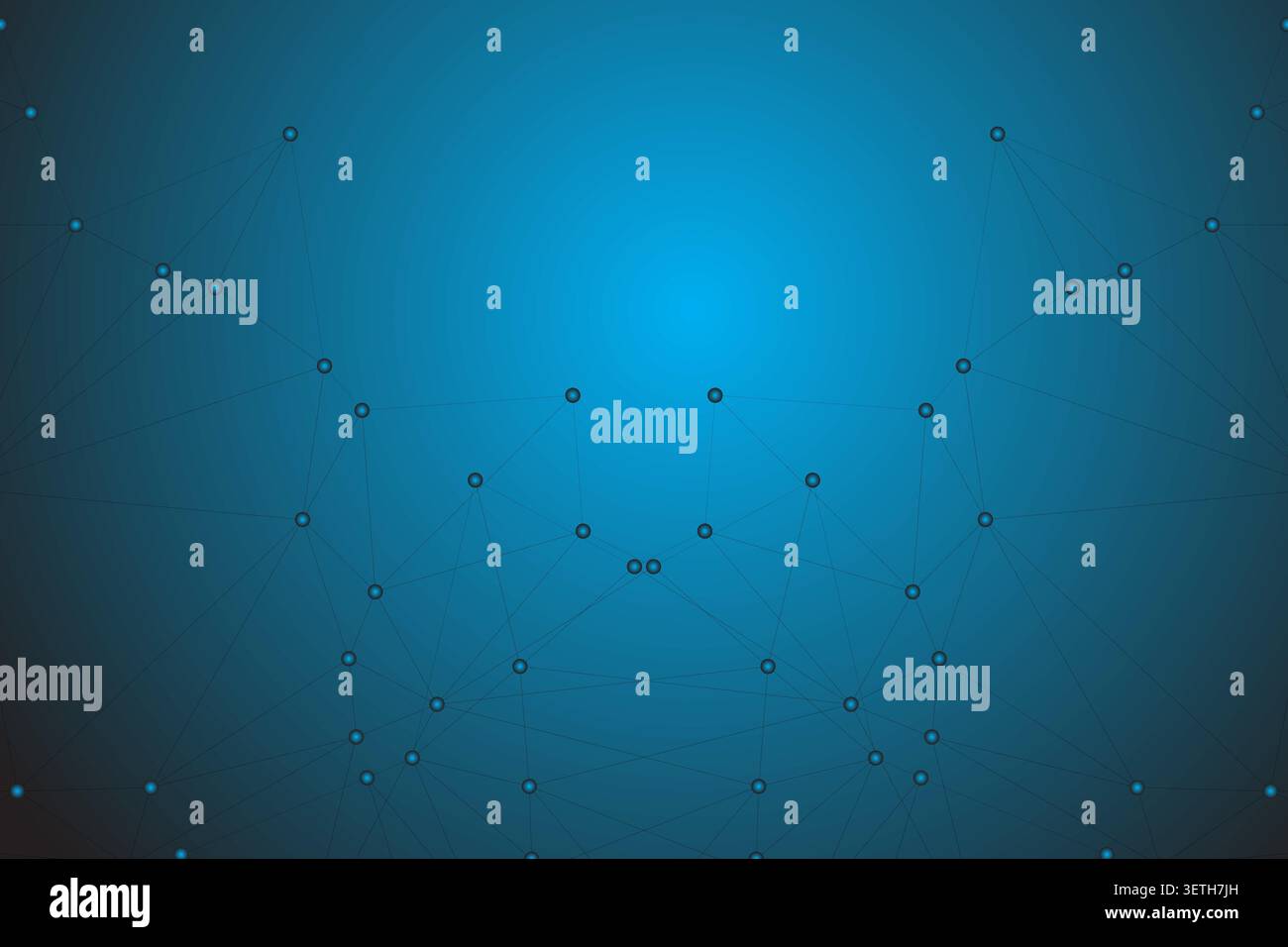 Dark blue glowing tech backdrop featuring mirrored geometric structures. Ideal for cybersecurity themes, artificial intelligence visualization, server Stock Vector