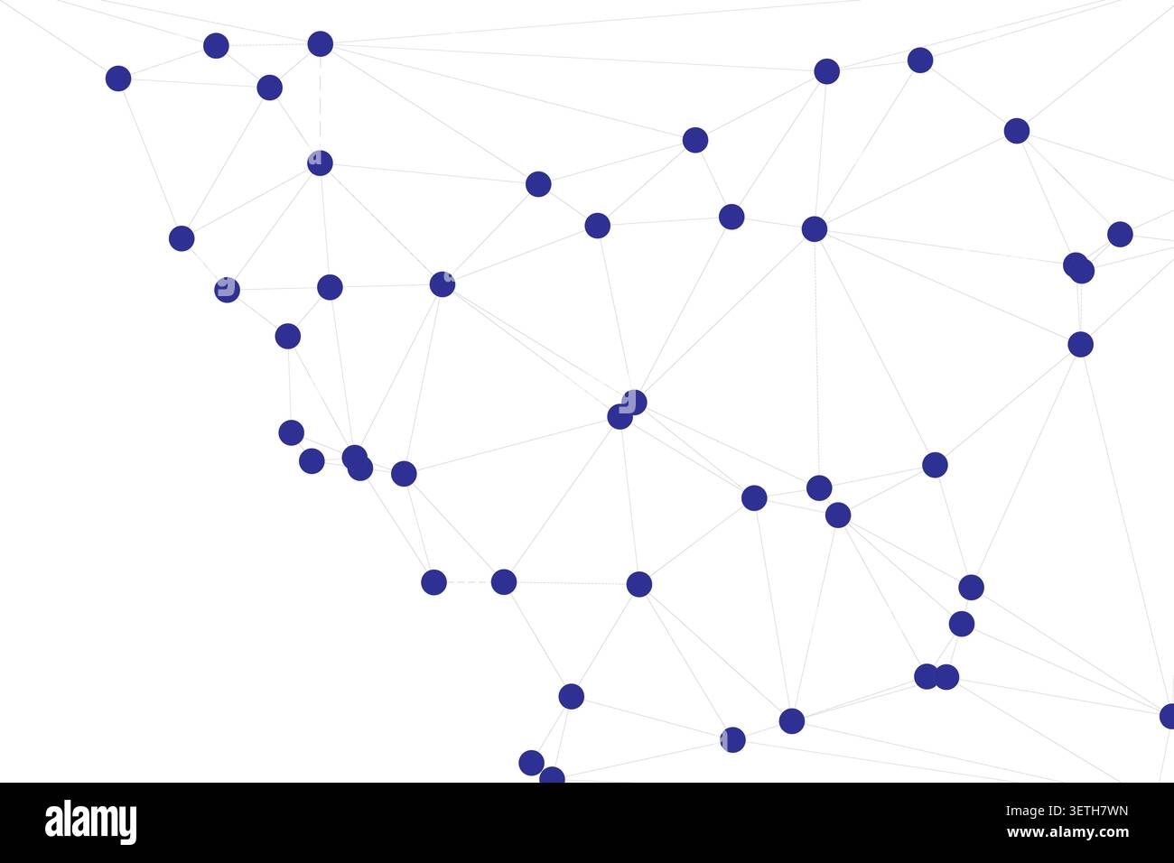 High key abstract design showing connected circles and triangular patterns symbolizing social network structures organizational maps and collaborative Stock Vector