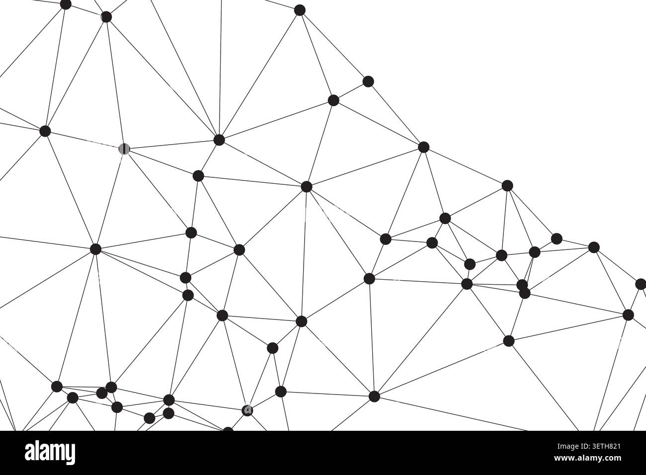 Sophisticated geometric web pattern in black and white. Detailed connectivity map for data science and technological evolution. Sharp vector lines con Stock Vector
