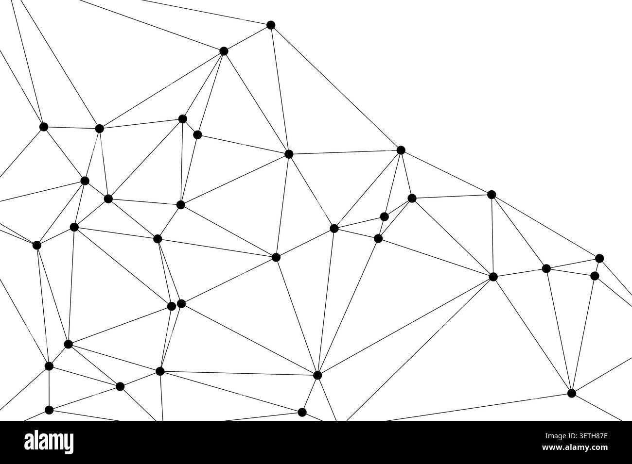 Abstract low poly design with interconnected dots creating a geometric network pattern. futuristic visual, technology concept, digital data representa Stock Vector